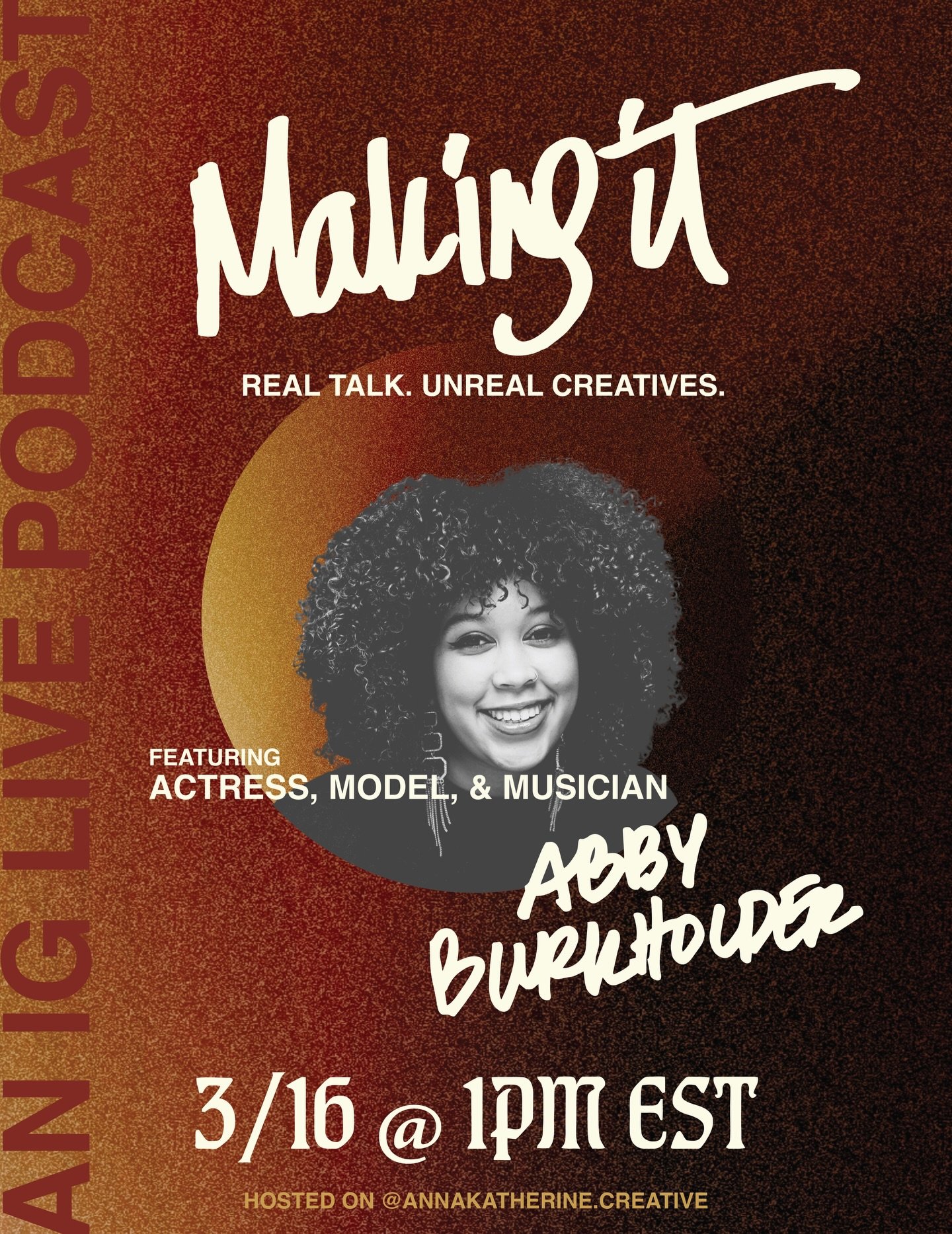 Episode 5 of [Making It] is coming in hot next week with actress, model, musician and multi-hyphenate, @its.artsy.abby 

Abby Burkholder is a creative known for emotionally grounded performances and bold storytelling. She is a Fort Mill, SC native an