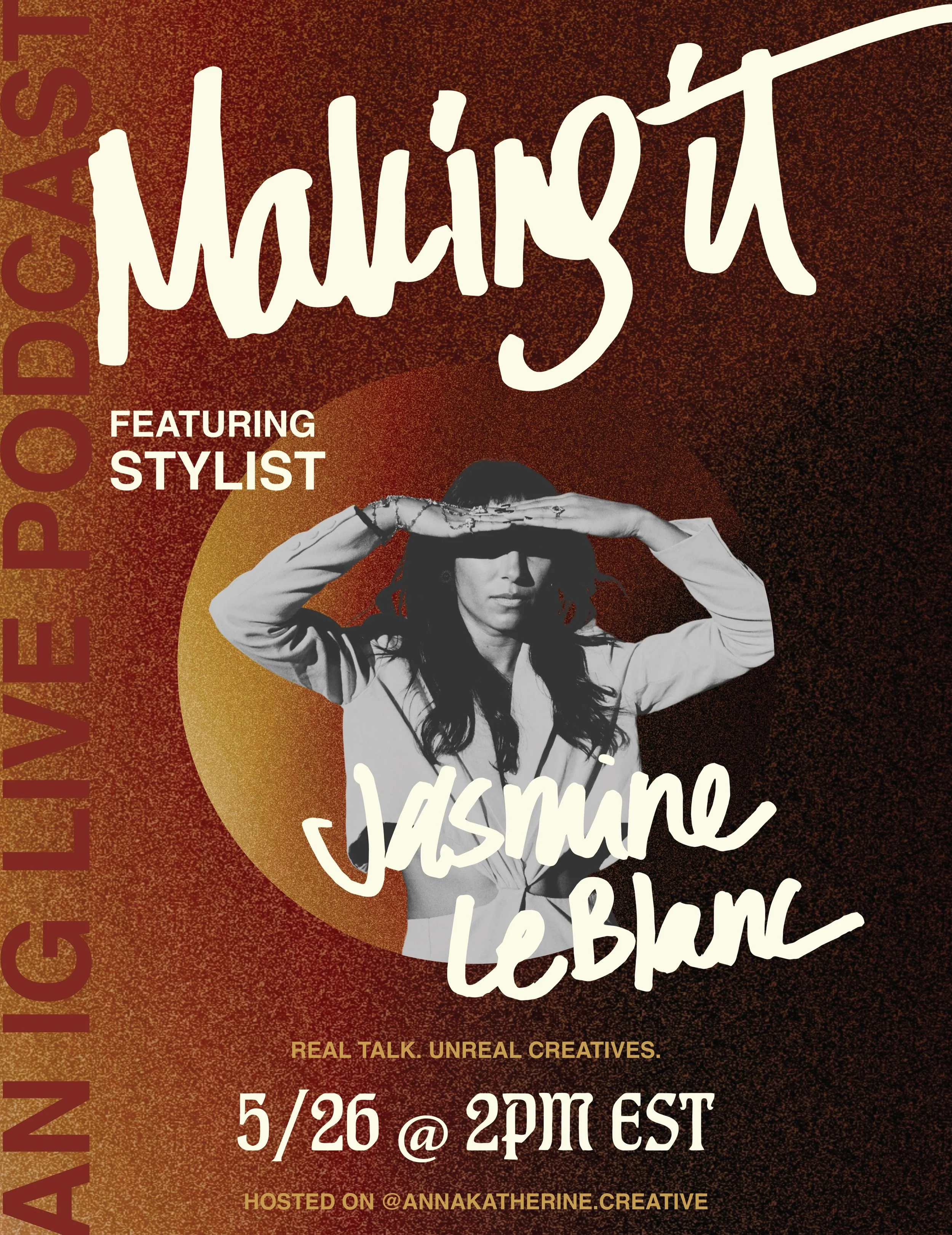 Up next week on [Making It] I&rsquo;m joined by the one and only jasmine_leblanc, a stylist currently based in Puerto Rico. 

&ldquo;I&nbsp;help women design how they show up in the world. My work is rooted in authenticity and in one of the oldest fo