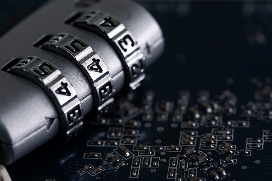 Picture of combination lock on top of circuit board