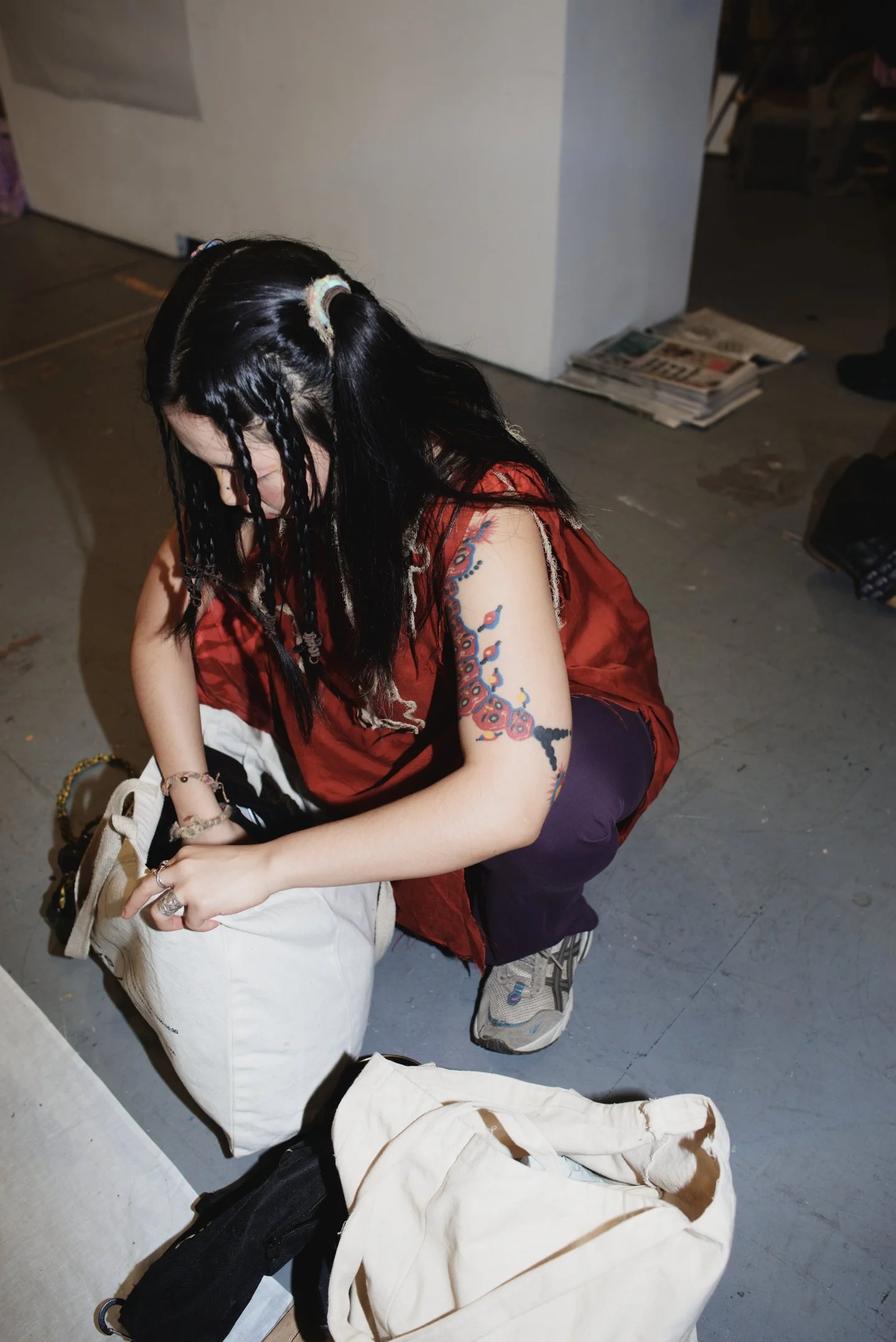 Girl with centipede tattoo