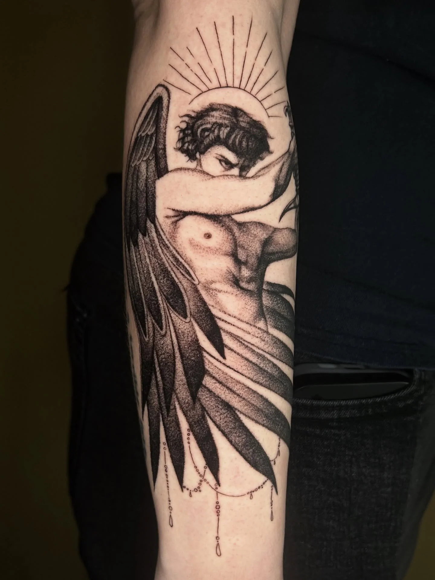 Fallen Angel for Marlen! Thank you so much for this!!! 
.
.
.
.
.
.
.
#tattoo #miamitattooartist #miamitattoos #fallenangel #blackwork