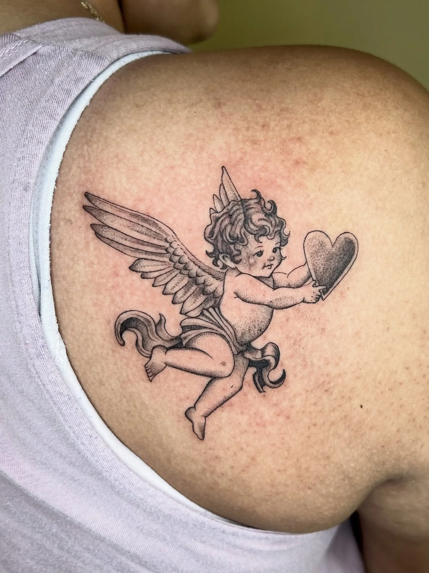 Thank you so much Mimi for getting my flash as your first tattoo!!! Done at @thornandthistletattoo 
.
.
.
.
.
.
#miamitattoos #miamitattooartist #tattooideas #cupid