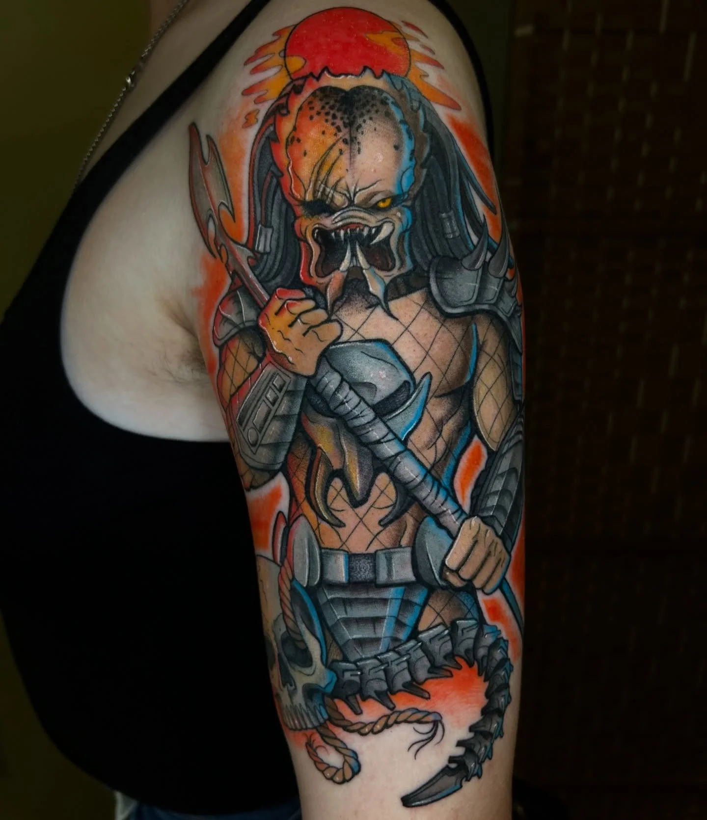 Thank you so fucking much Jack for trusting me for with this awesome Yautja piece. Also he had the most incredible idea and brought a tiny table and gaming laptop and played civ the entire time I tattooed him. So sick lmfao.
.
.
.
.
.
.
#predator #al