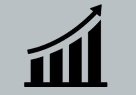 Rising bar chart with an upward arrow