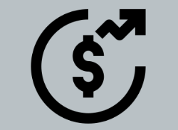 An icon of a dollar sign inside a circular arrow with an upward trending line, representing financial growth or investment.