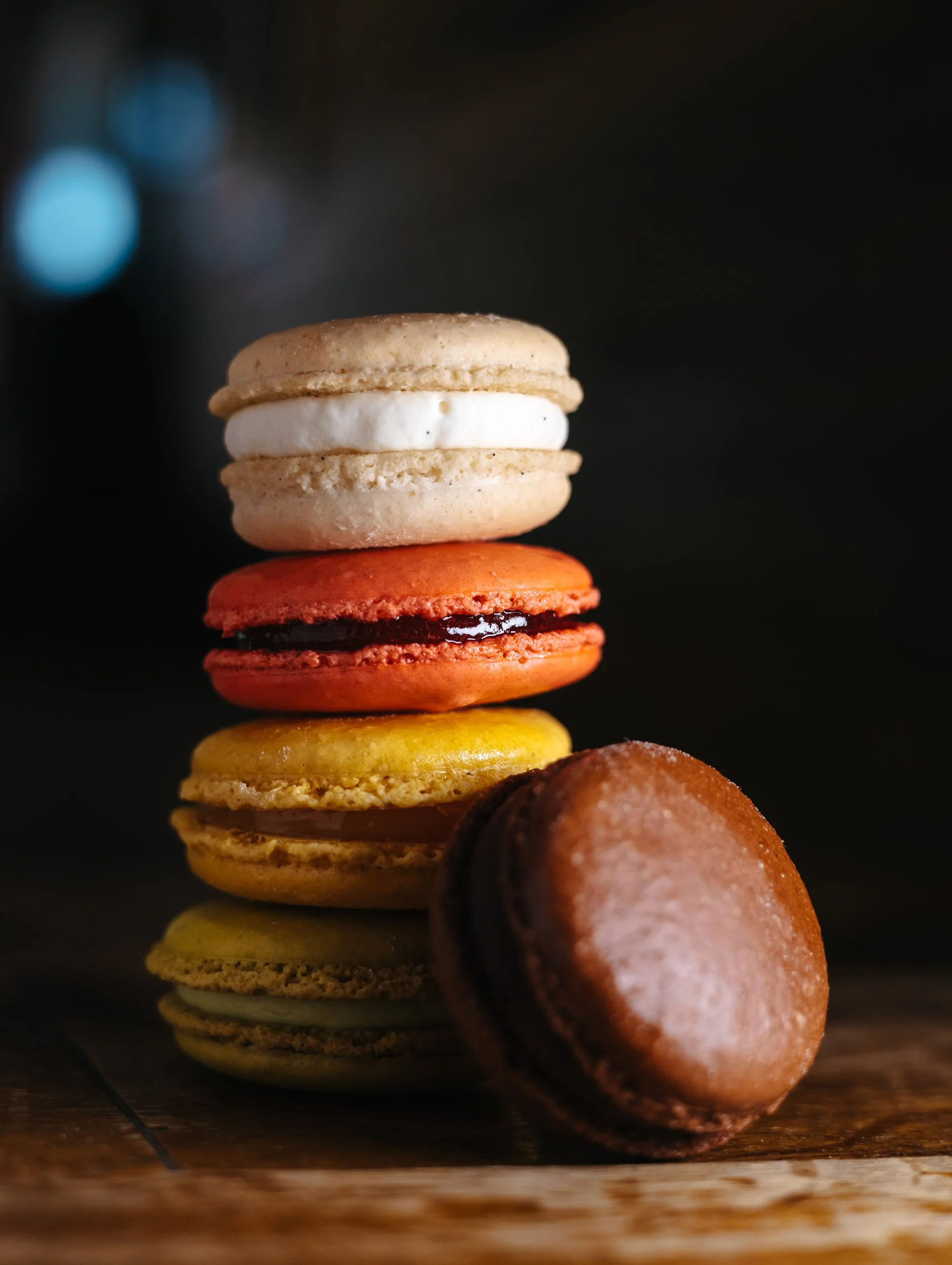 multi-colored stack of macarons