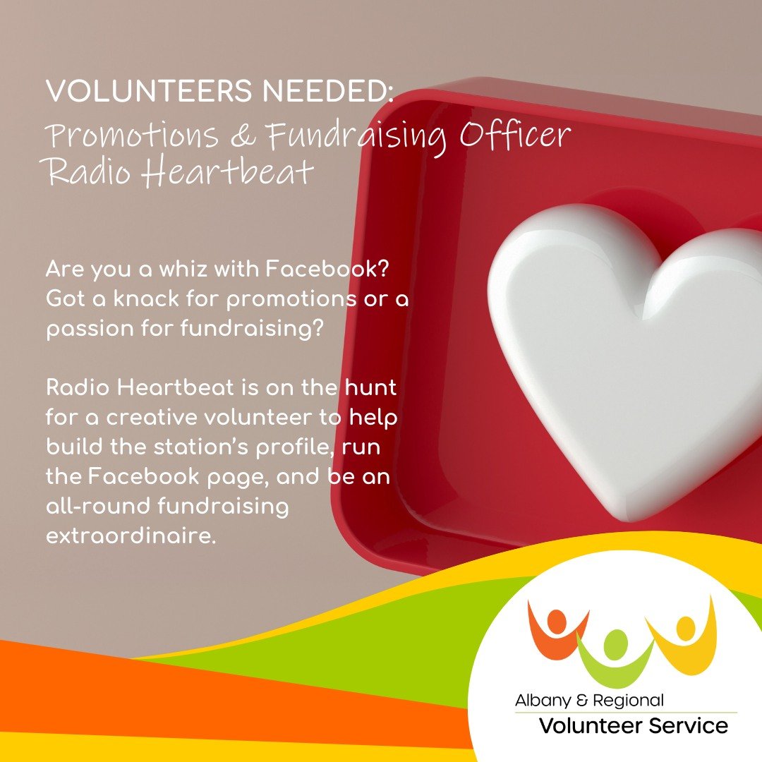🎙️ Radio HeartBeat Needs You! 🎙️

Are you a whiz with Facebook? Got a knack for promotions or a passion for fundraising? ❤️

Radio HeartBeat is on the hunt for a creative volunteer to help build the station&rsquo;s profile, run the Facebook page, a