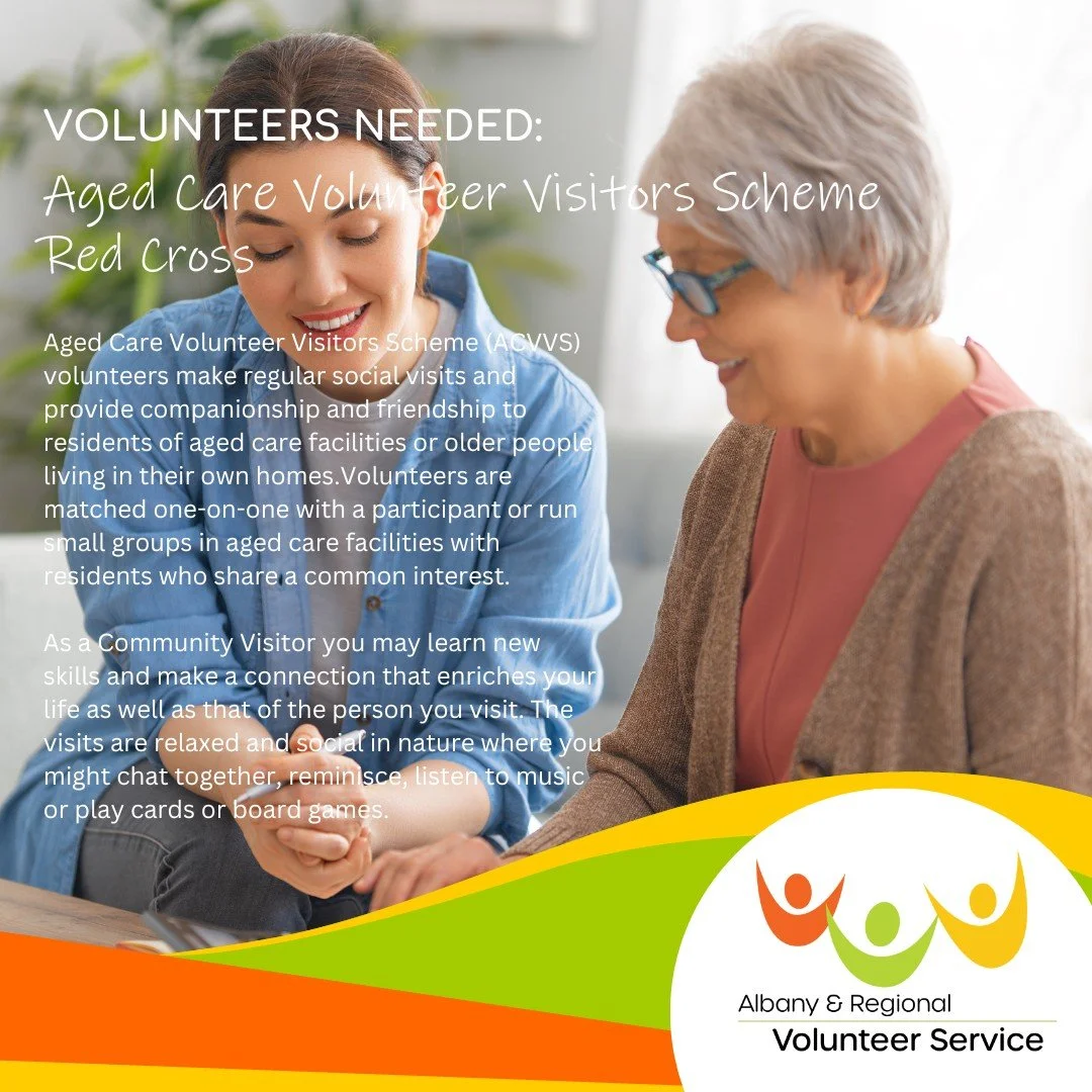 🌟Aged Care Volunteer Visitors Scheme (ACVVS) Volunteers: Making a Difference in the Lives of Seniors 🌟

Are you ready to create a meaningful impact and bring joy to the lives of older individuals? Join our team of dedicated ACVVS volunteers and mak
