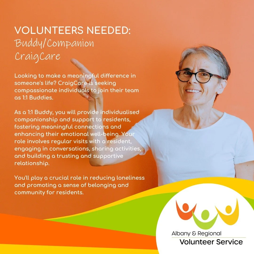 🌟 Become a 1:1 Buddy at CraigCare! 🌟

Looking to make a meaningful difference in someone's life? CraigCare is seeking compassionate individuals to join their team as 1:1 Buddies. If you have a heart for companionship and a passion for building conn