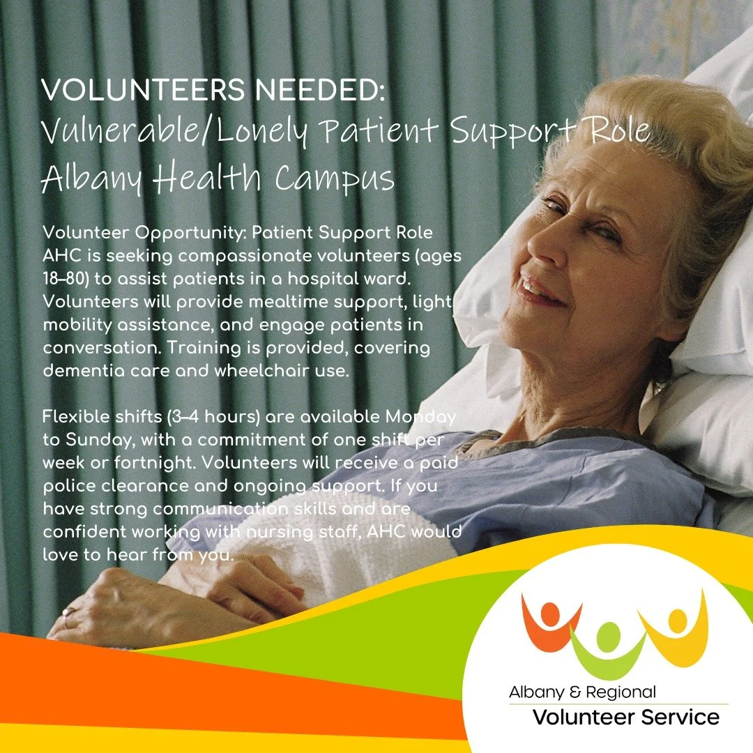 🌟Volunteer Opportunity: Vulnerable/Lonely Patient Support Role at AHC 🌟

TRAINING FOR THIS ROLE COMMENCES: 23rd and 24th Feb '26.

AHC is looking for compassionate volunteers (ages 18&ndash;80) to lend a helping hand.

If you&rsquo;re ready to prov