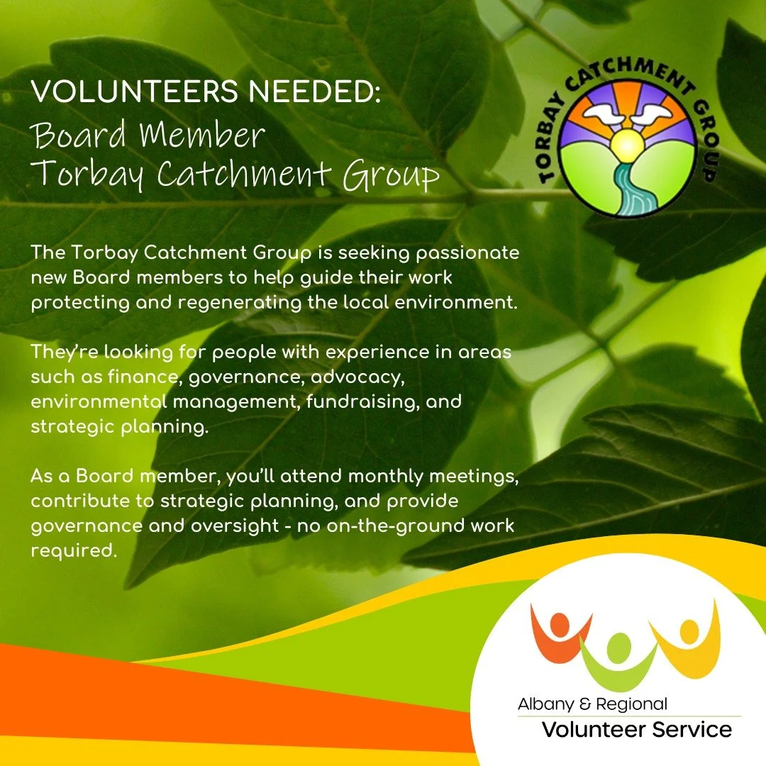 🌿 Join the Torbay Catchment Group Board! 🌿

Are you passionate about community, nature, and good governance? The Torbay Catchment Group is seeking new Board members to help guide their important work in protecting and regenerating our local environ