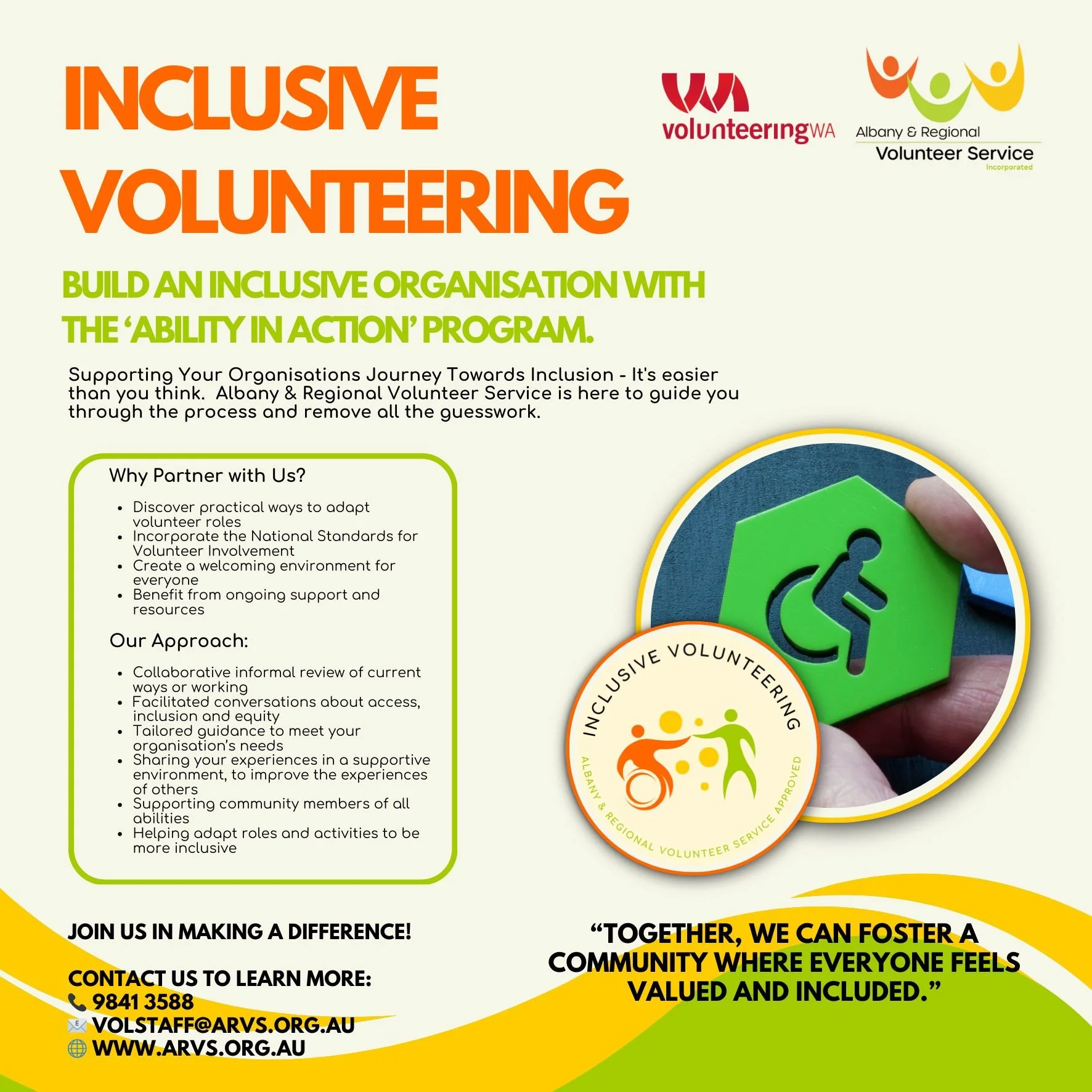 Every organisation is unique - and so is the way you create inclusion 💚

That&rsquo;s why Ability in Action isn&rsquo;t a one-size-fits-all program. It&rsquo;s designed to be tailored to your organisation&rsquo;s goals, culture, and community.

When