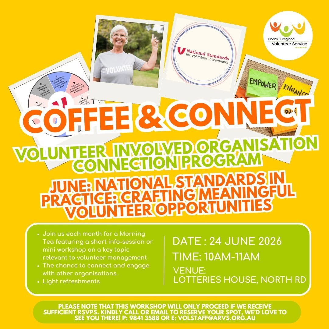 ☕✨ Join us for our next Coffee &amp; Connect! ✨☕

We&rsquo;re excited to bring together volunteer involving organisations for another morning of connection, learning, and collaboration.

📌 June Topic: National Standards in Practice: Crafting Meaning