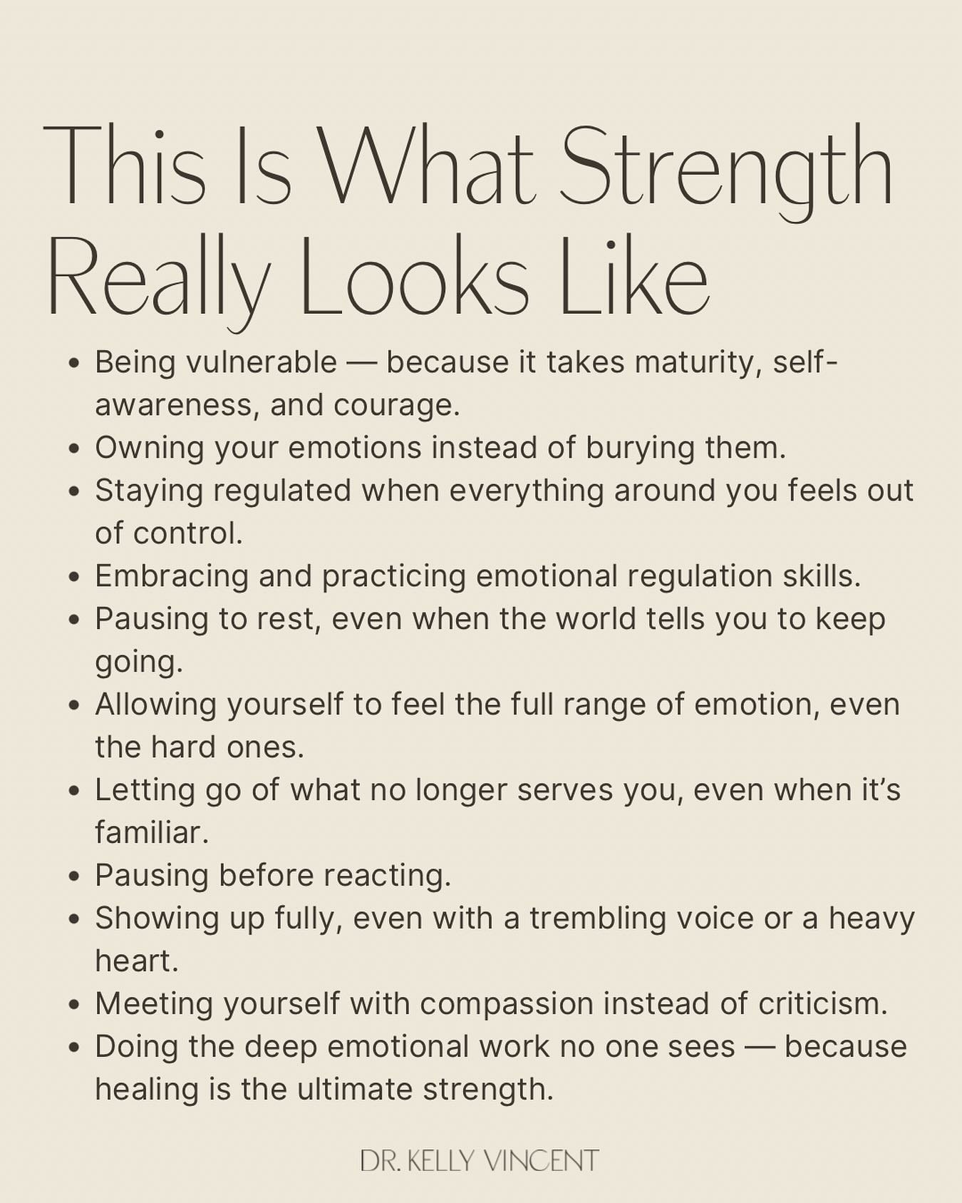 Some of us have been taught that strength looks like toughness, silence, or pushing through. 🫸

But, in my opinion, real strength is softer &mdash; and so much harder to choose.

🌿It&rsquo;s vulnerability, emotional honesty, and the courage to rest