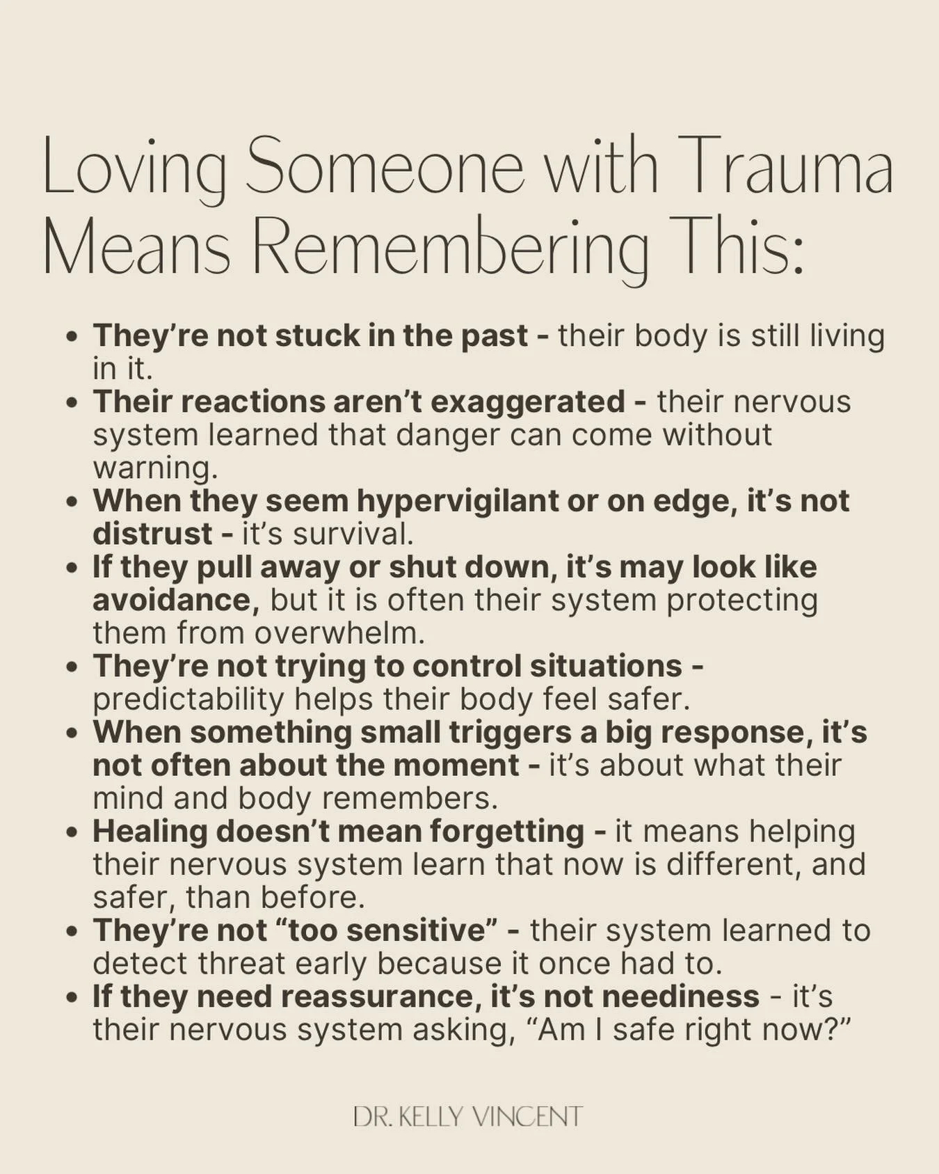 Trauma shapes how someone experiences the world.
It can make safety feel uncertain, closeness feel complicated, and everyday moments feel louder in the body. 😞

When someone reacts strongly, pulls away, needs reassurance, or struggles to stay presen