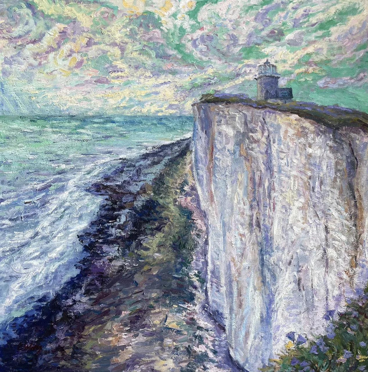 "Eastbourne at High Noon" By Emily Wang, Oil on canvas; 20 x 20 in.; 2025