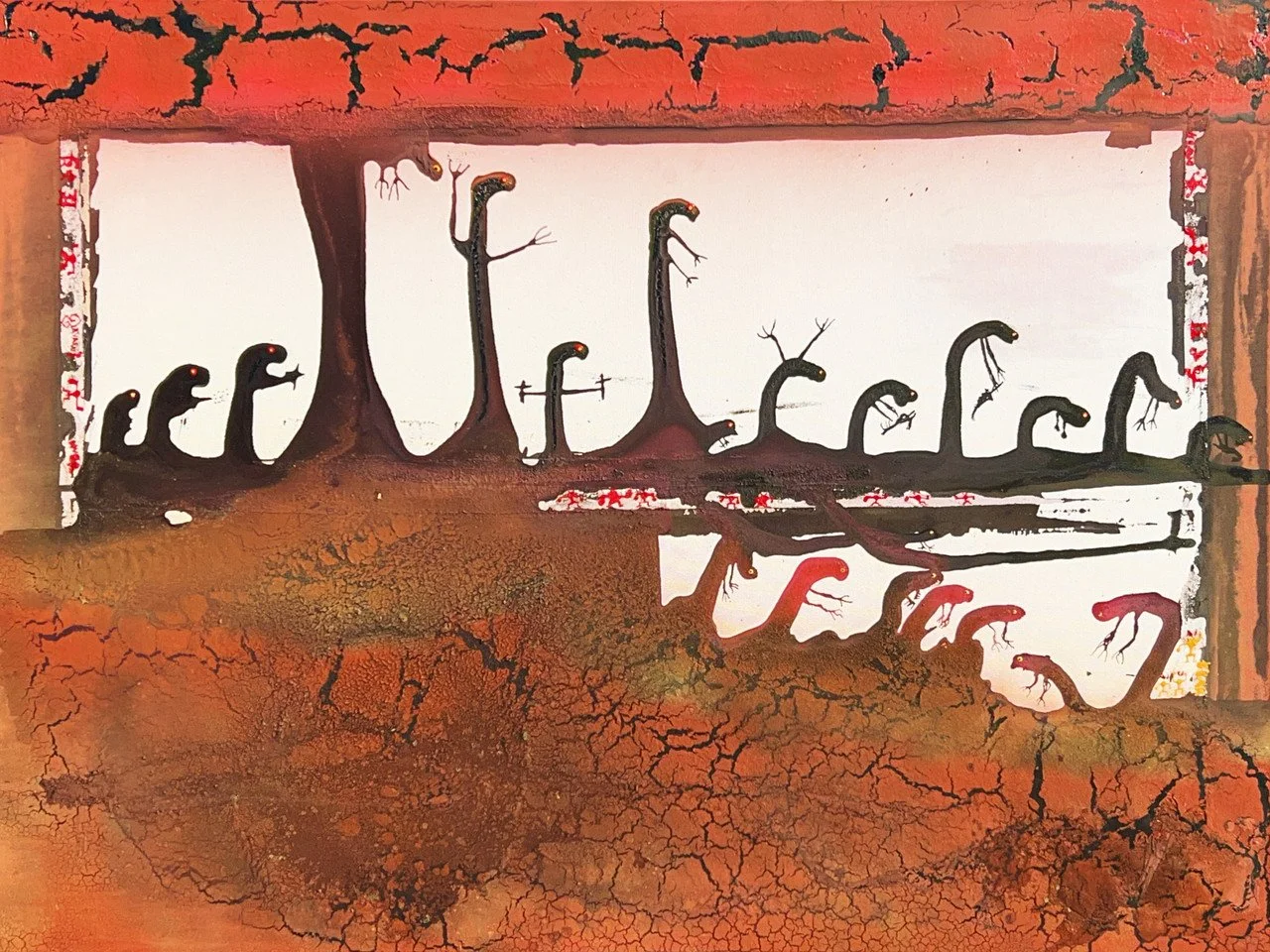 "SAVAGES? IN A SAVAGE ENVIRONMENT?" by Arvid Choudhury; mixed media; 2024