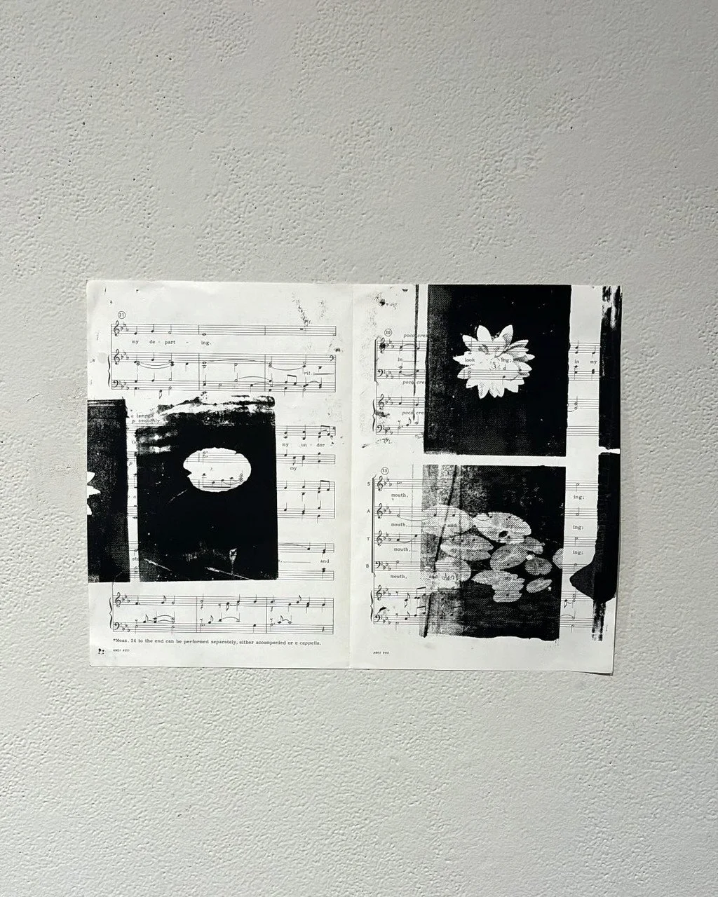 "phia's interlude" by Mark Anthony Brown Jr.; silkscreen and oil pastel on reclaimed paper; 2024