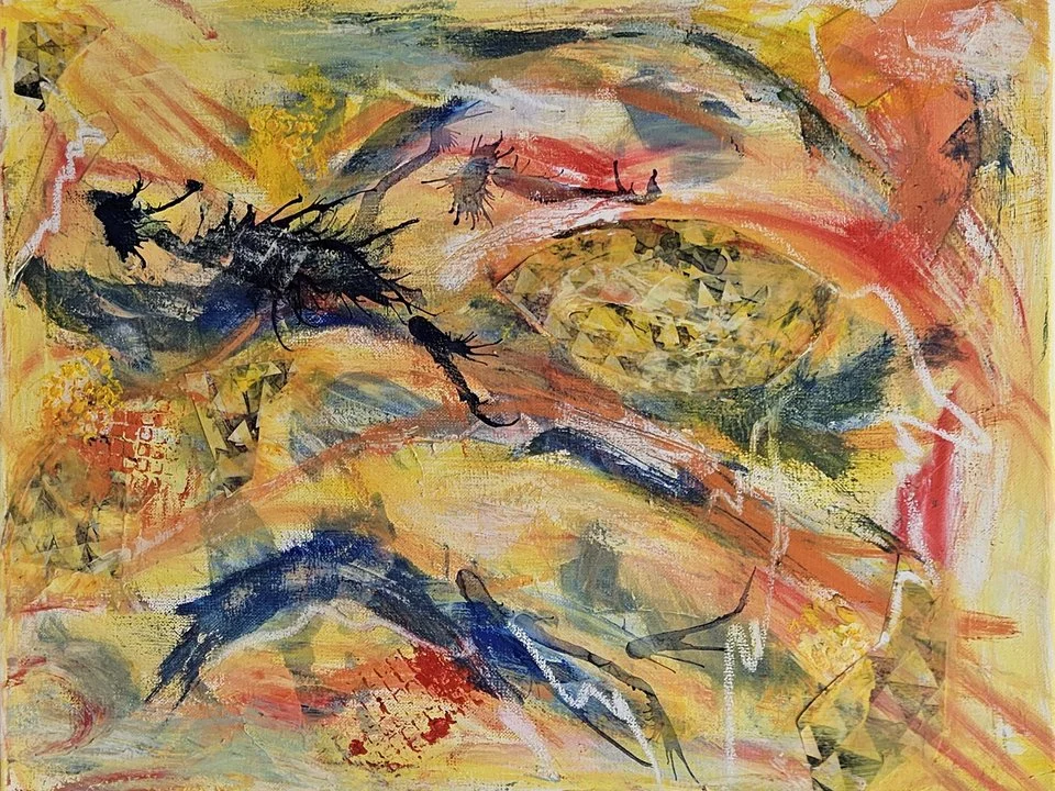 "pineapple salsa" by Marni Goldshlag; mixed media; 2022