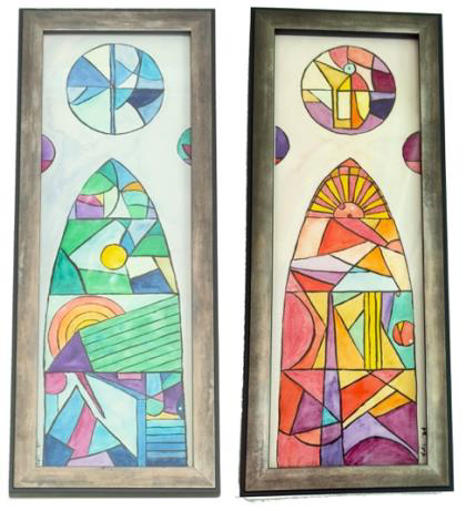 The Sagrada Stained Glass, diptych by Dolly Sickles