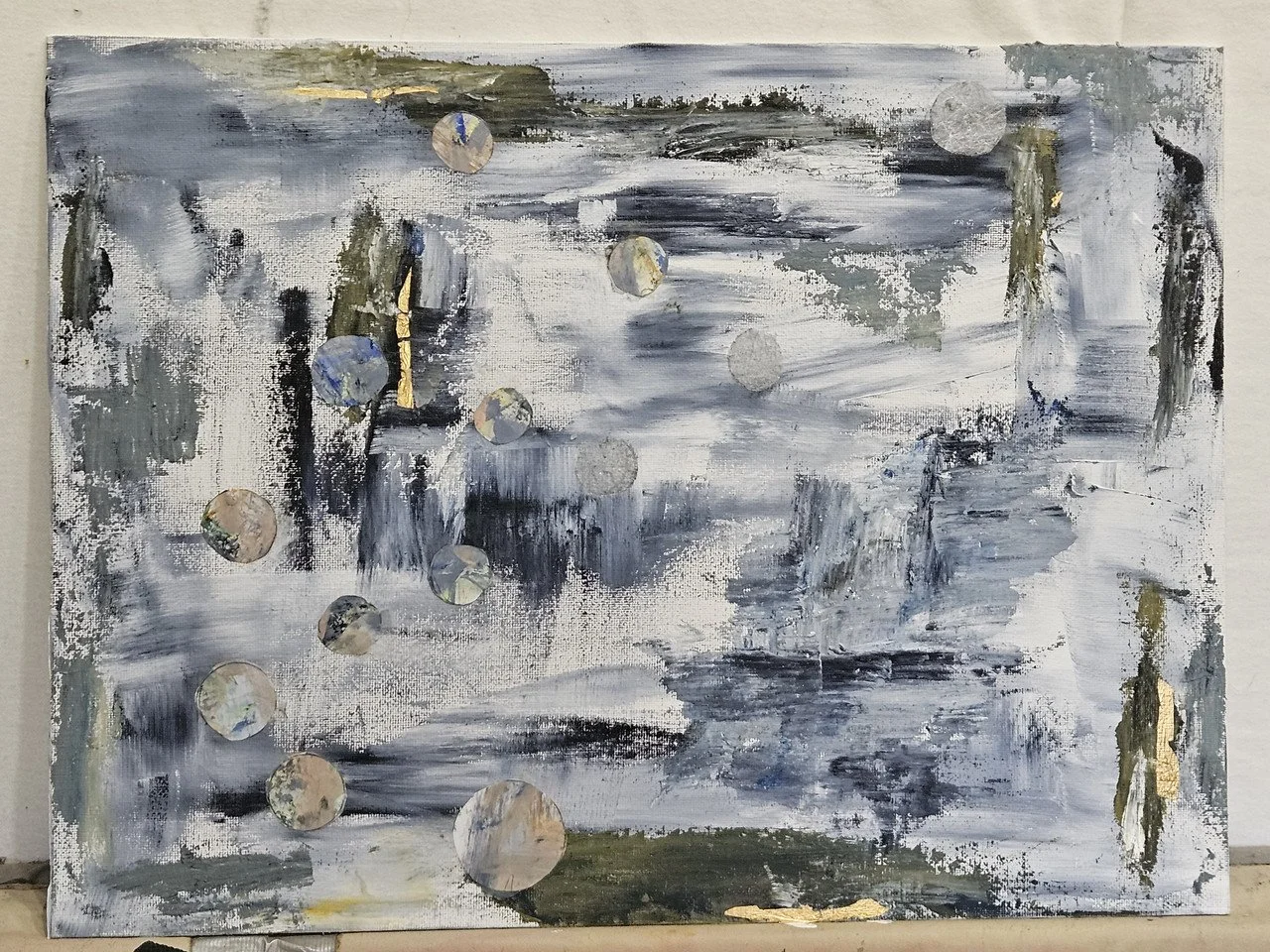 "Many moons" by Marni Goldshlag; mixed media; 2024