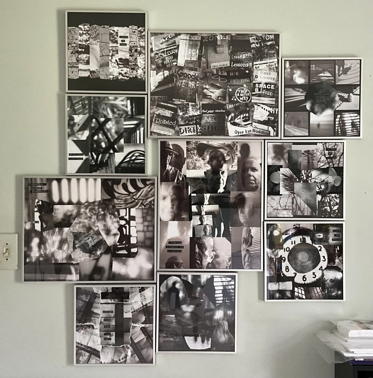 "Aphorphisms" by Chuck Cunningham, photo collage; 50x54; 2024
