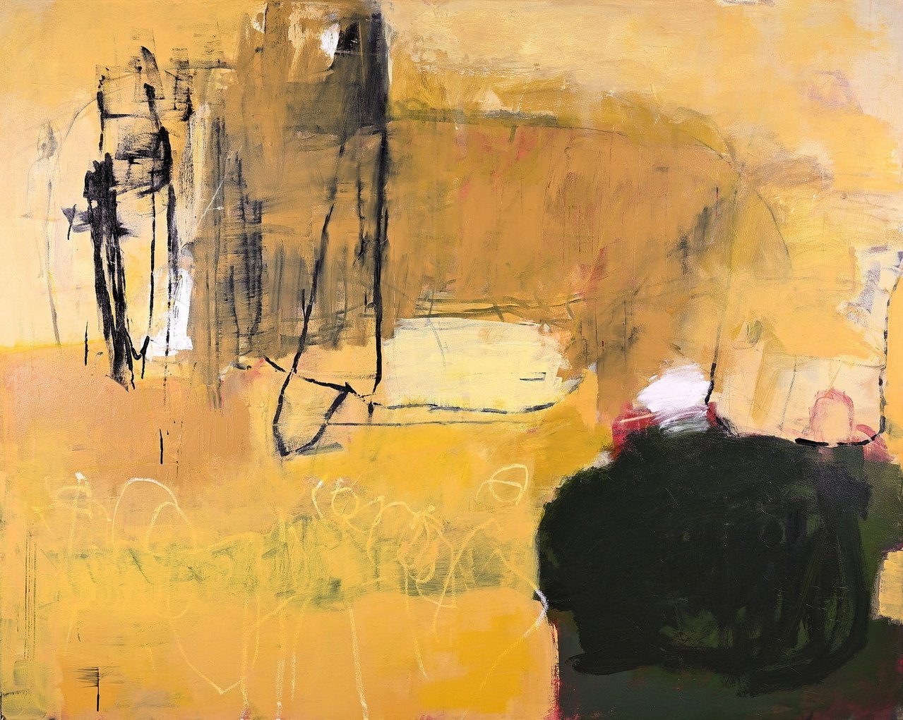 "Stuck in the Middle" by Lynn Alker; acrylic, mixed media; 2023