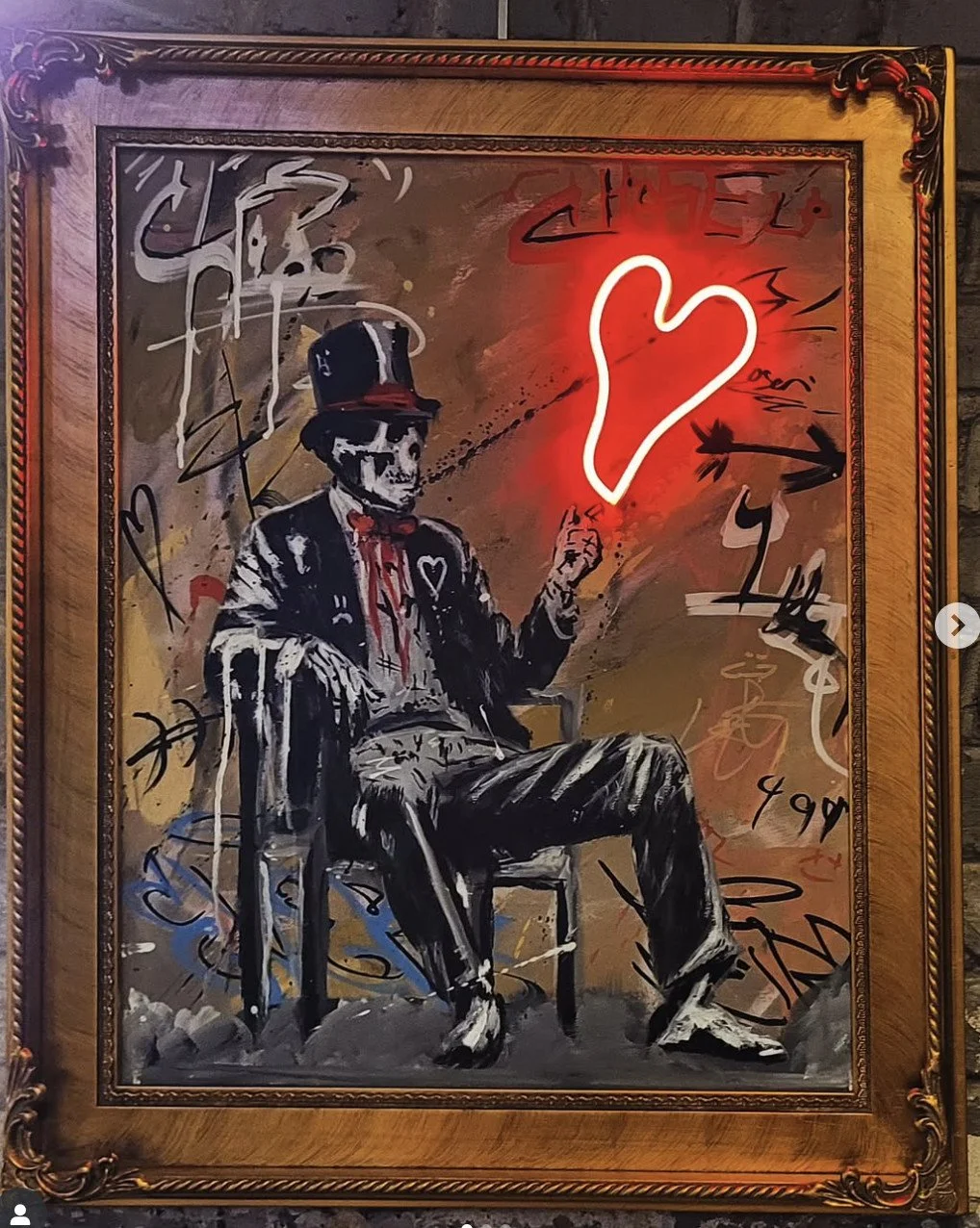 "Smoke Break" By Alcova Key; acrylics & NEON led; 24x24; 2025