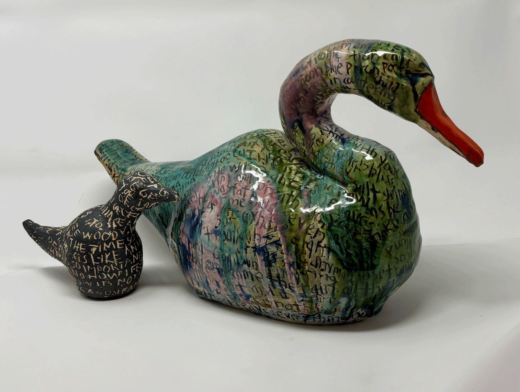 Swan and Cygnet Clay by Lucia Marcus