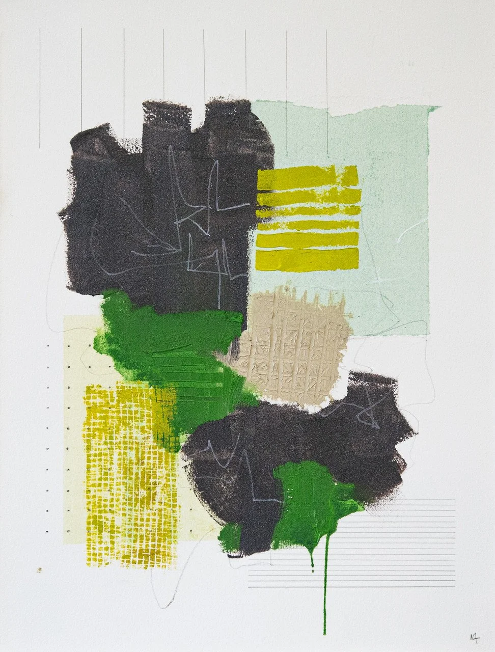 "On Olive Pond" by Malu Tan; oil and graphite on Arches oil paper; 2024