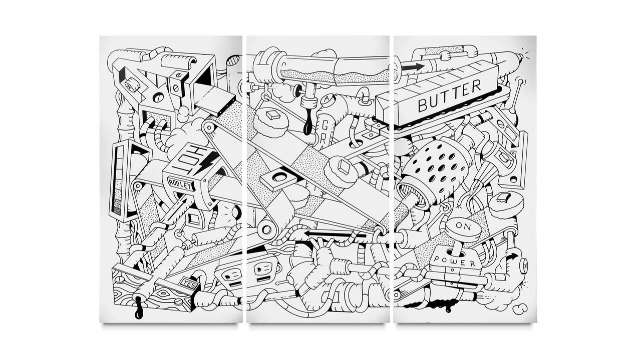 "Fresh Biscuits" by Dino Valentini; acrylic on wood panel; 2023