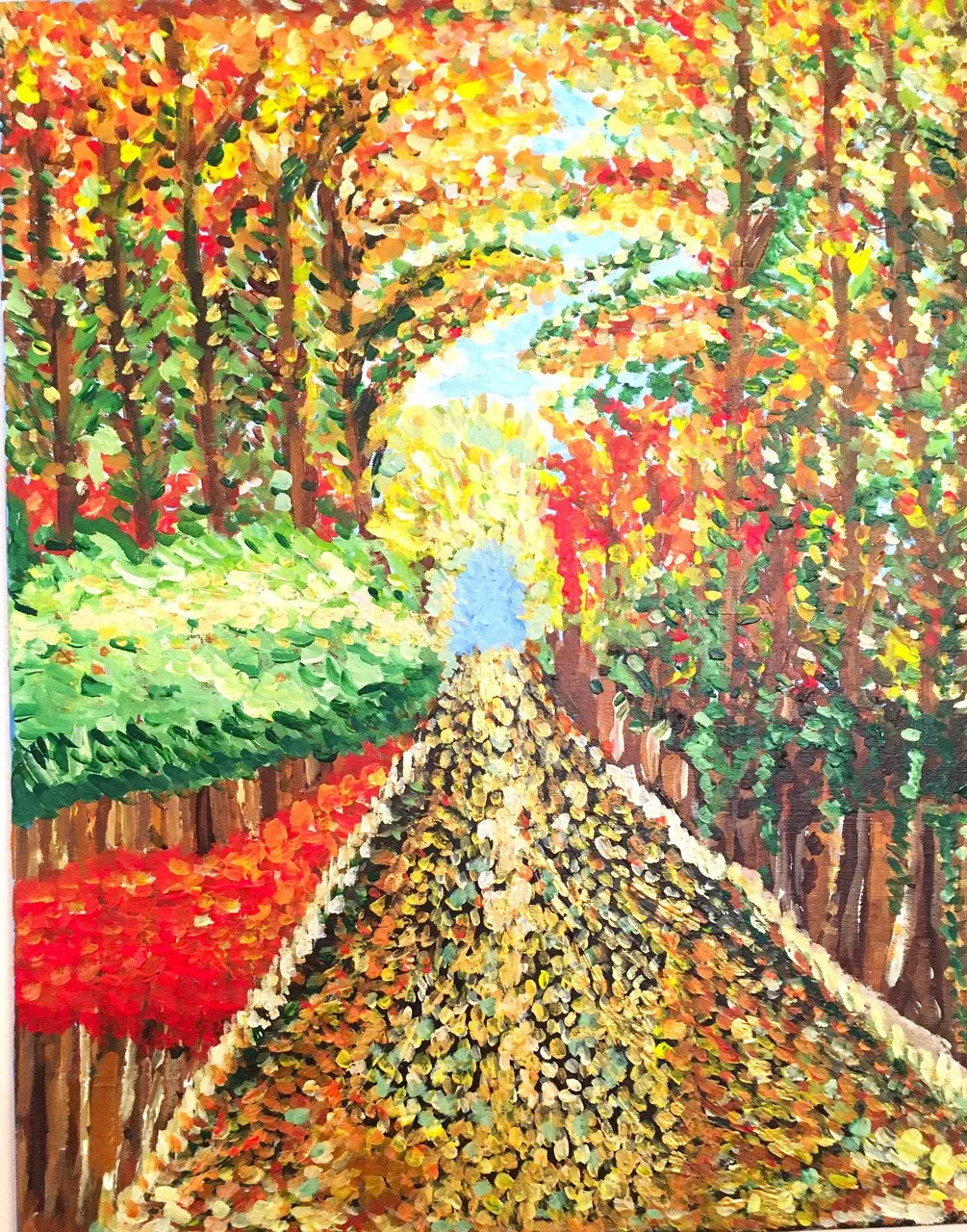 "Fall on the Trail" by Khadijah Abdul-Wakil; acrylic paint on canvas; 2024