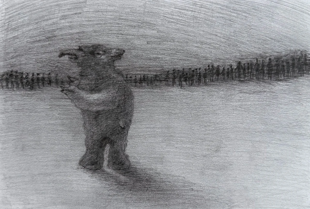 "As Long As My Cup Doesn't Spill" by Shannon Corgan; graphite pencil on paper; 2024