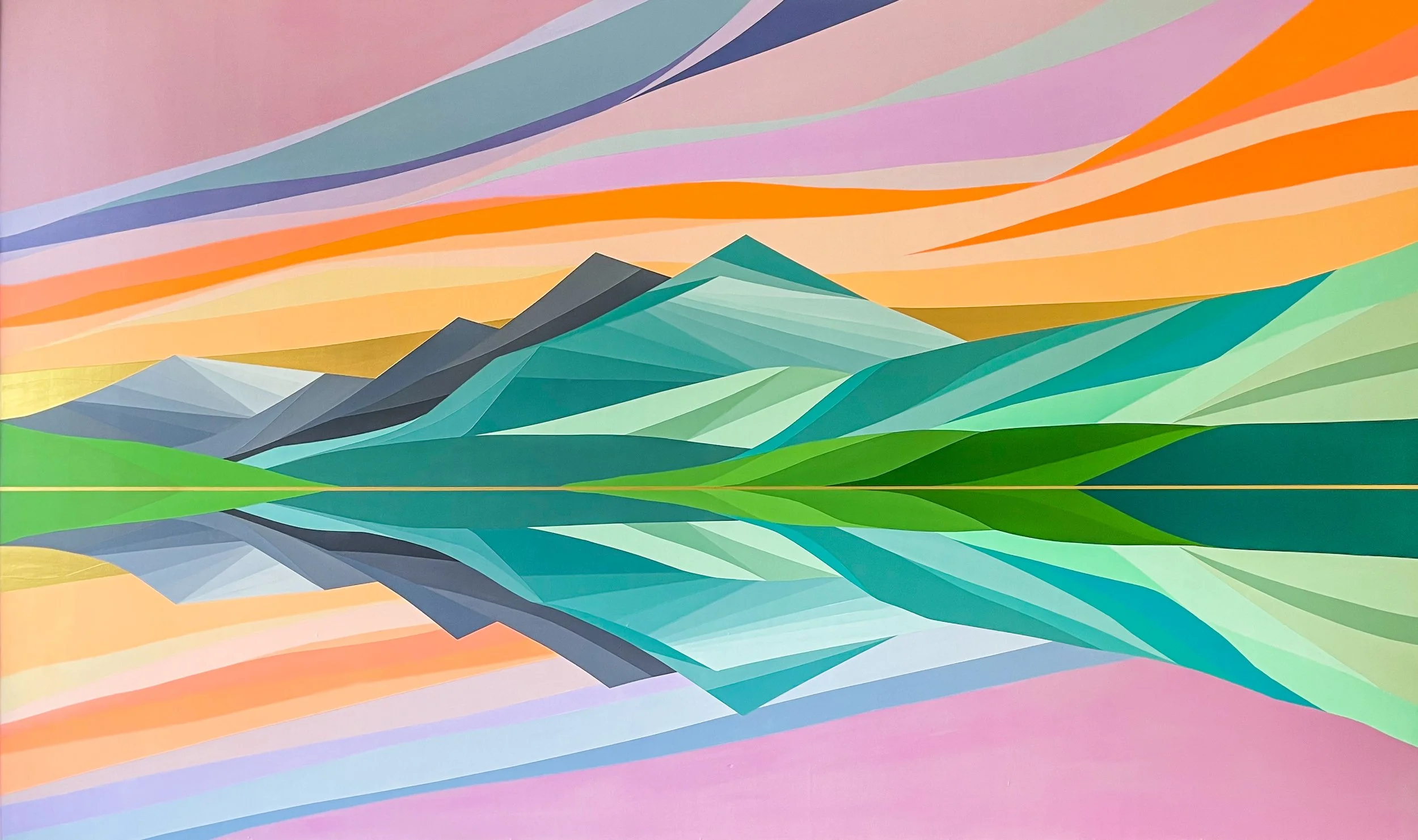"Waterton" - 48X90 acrylic on birch. 2021. SOLD.