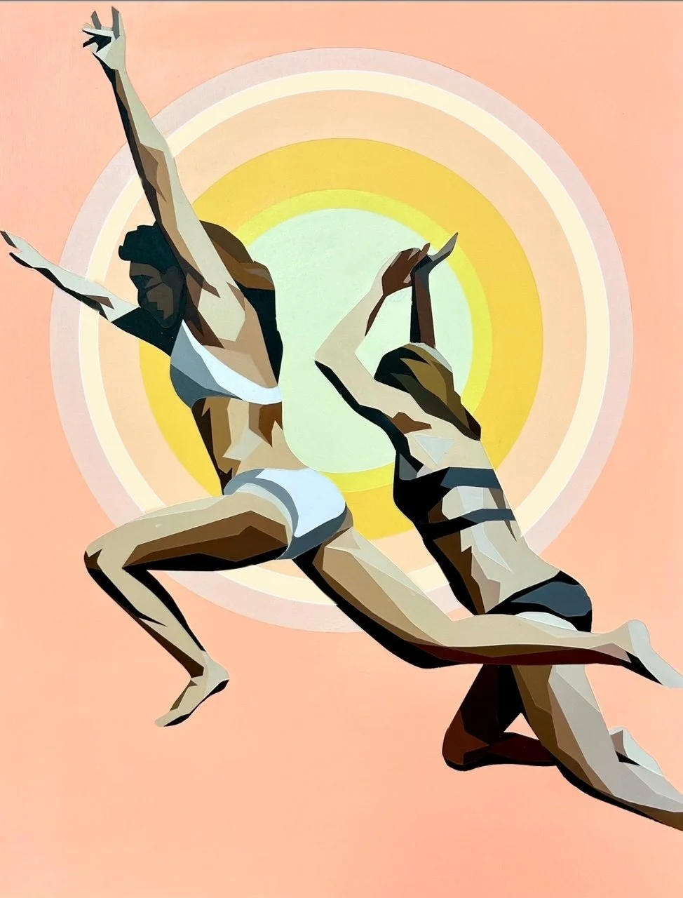 "I'll jump if you jump" - 14X18 acrylic on birch. 2025. SOLD.