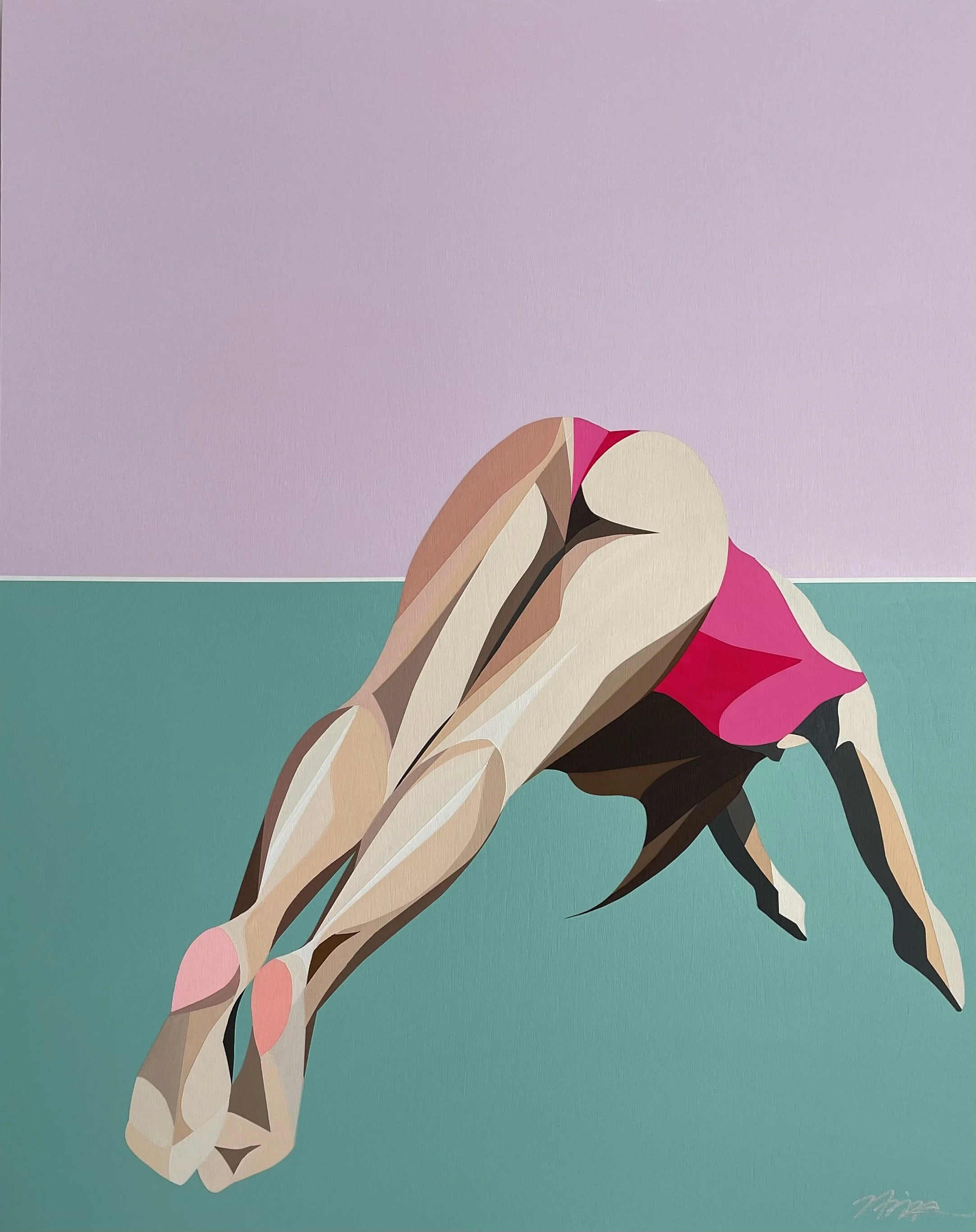 "Dive Deep" - 24X30 acrylic on birch. 2022. SOLD.