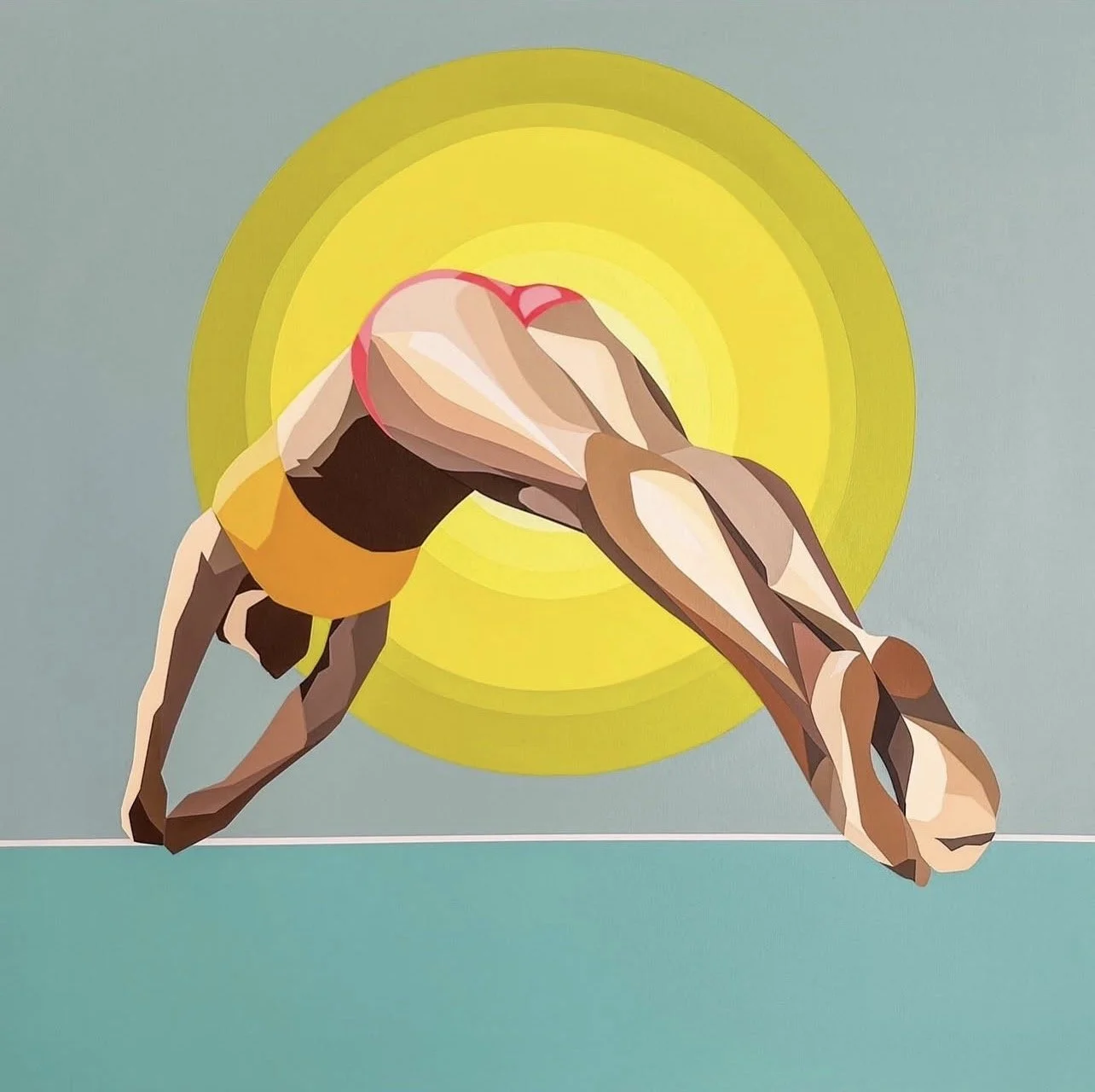 "First Dip" - 24X24 acrylic on birch. 2024. SOLD.