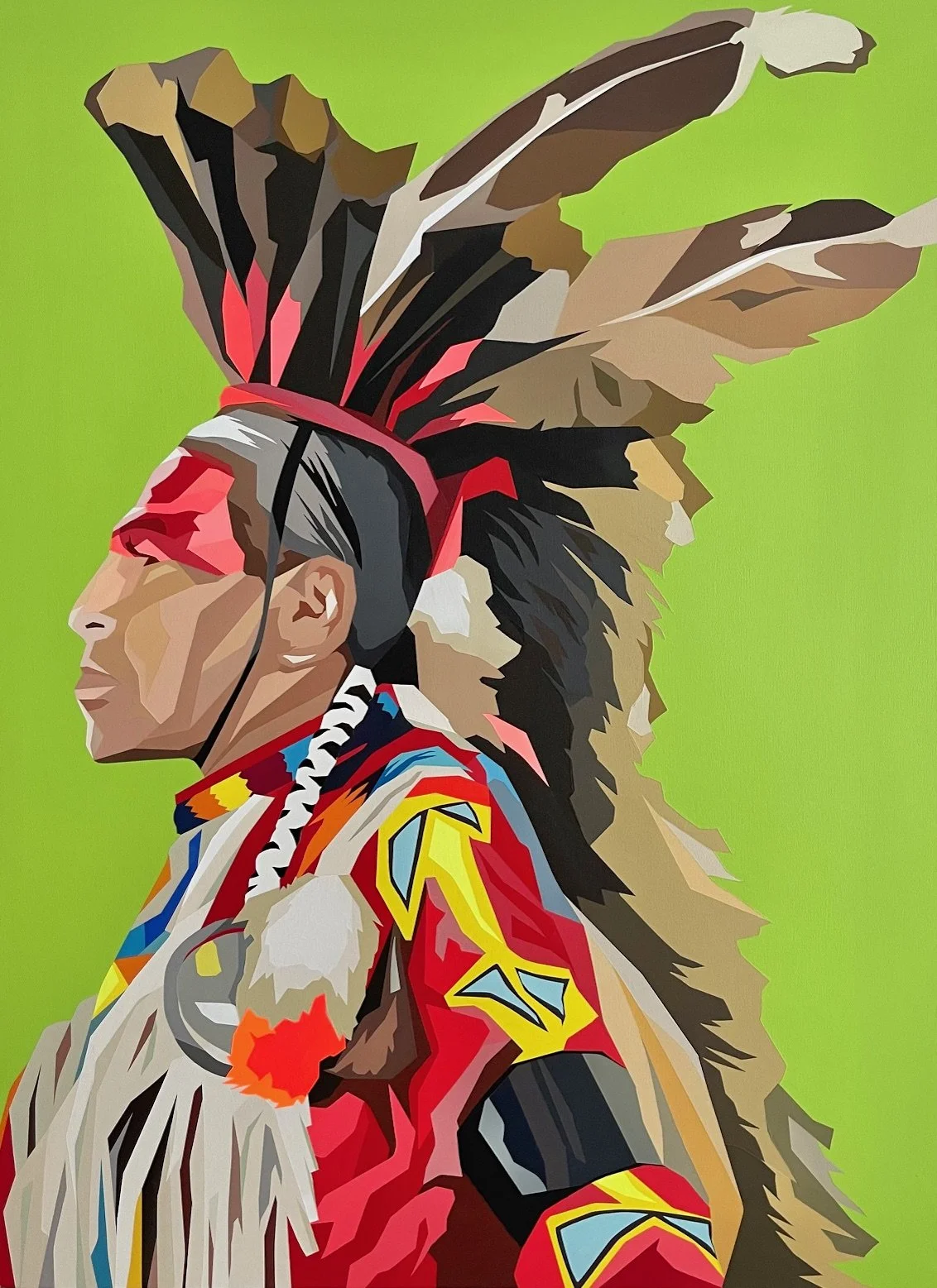 "Proud in Profle" - 22X30 acrylic on birch. 2025.
$2000 available.

Contact to purchase