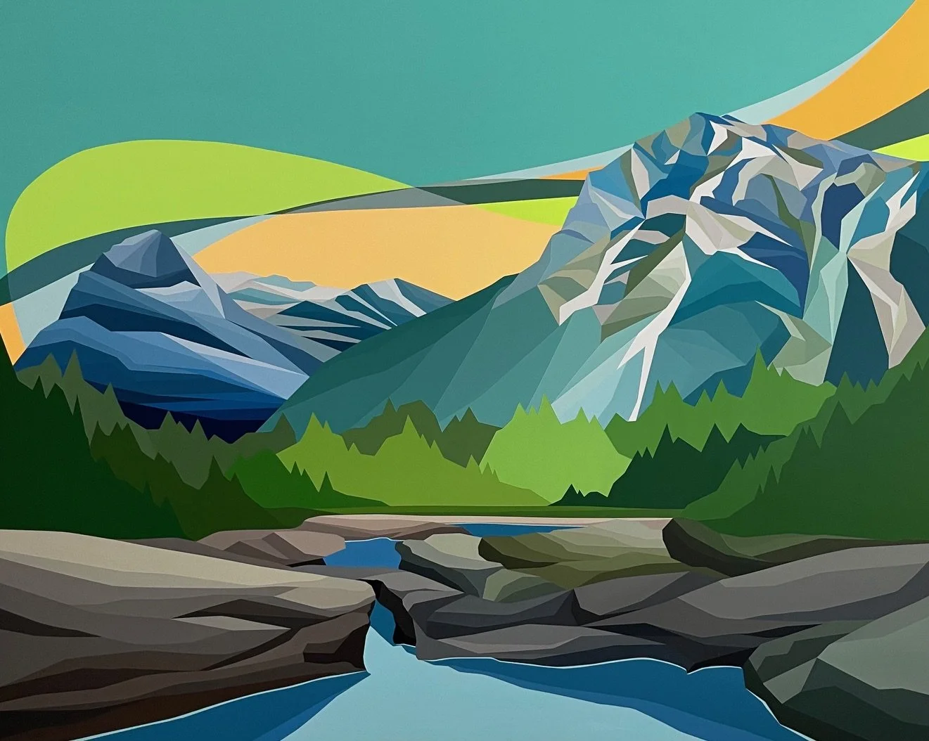 "Stephen and Denis" - 48X60 acrylic on birch. 2024. SOLD.