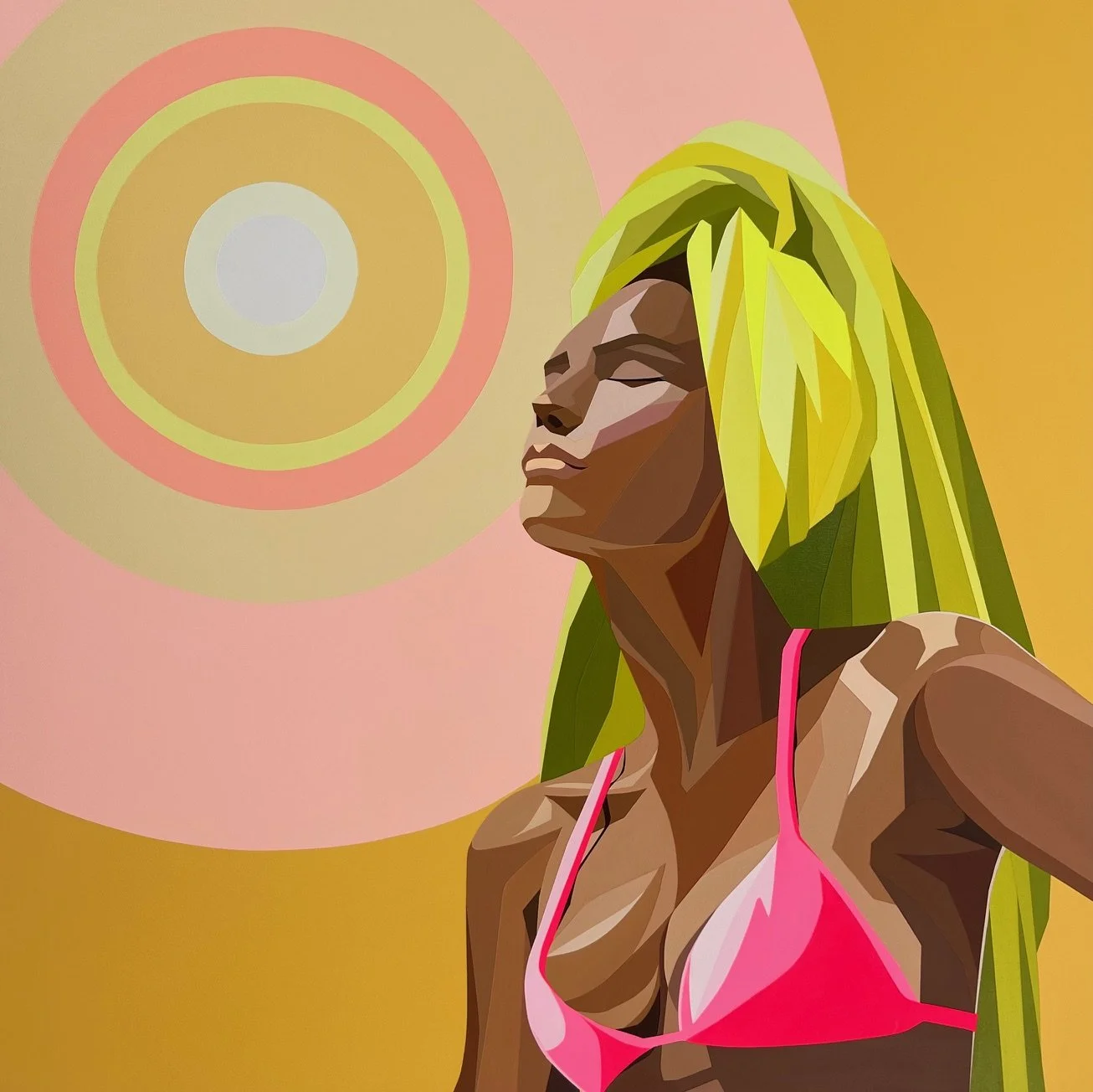 "Pink Lemonade" - 30X30 acrylic on birch. 2023. Available for $1900. 

Message to purchase.