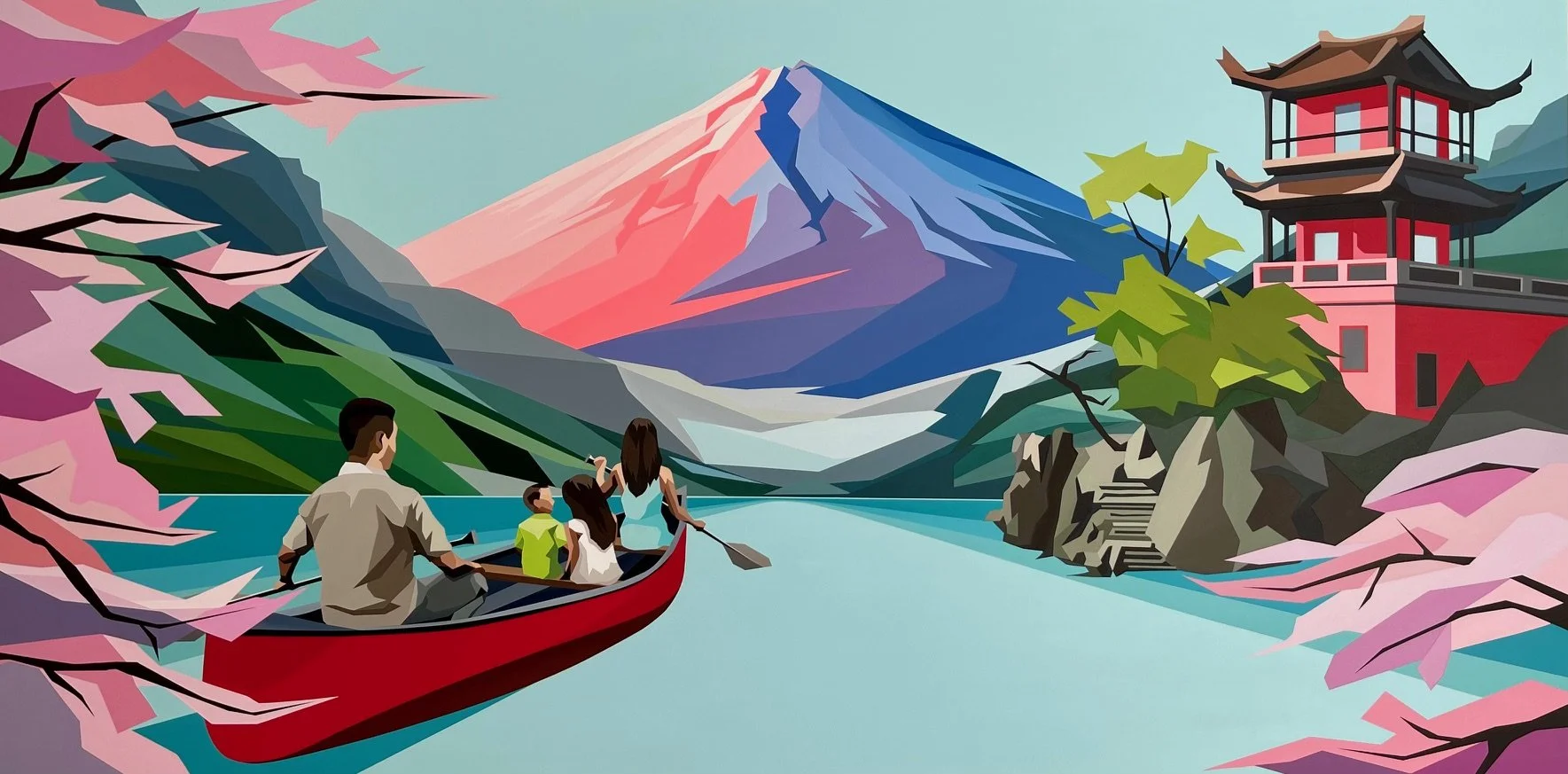 "When Worlds Collide" - 30X60 acrylic on birch. 2025. SOLD.