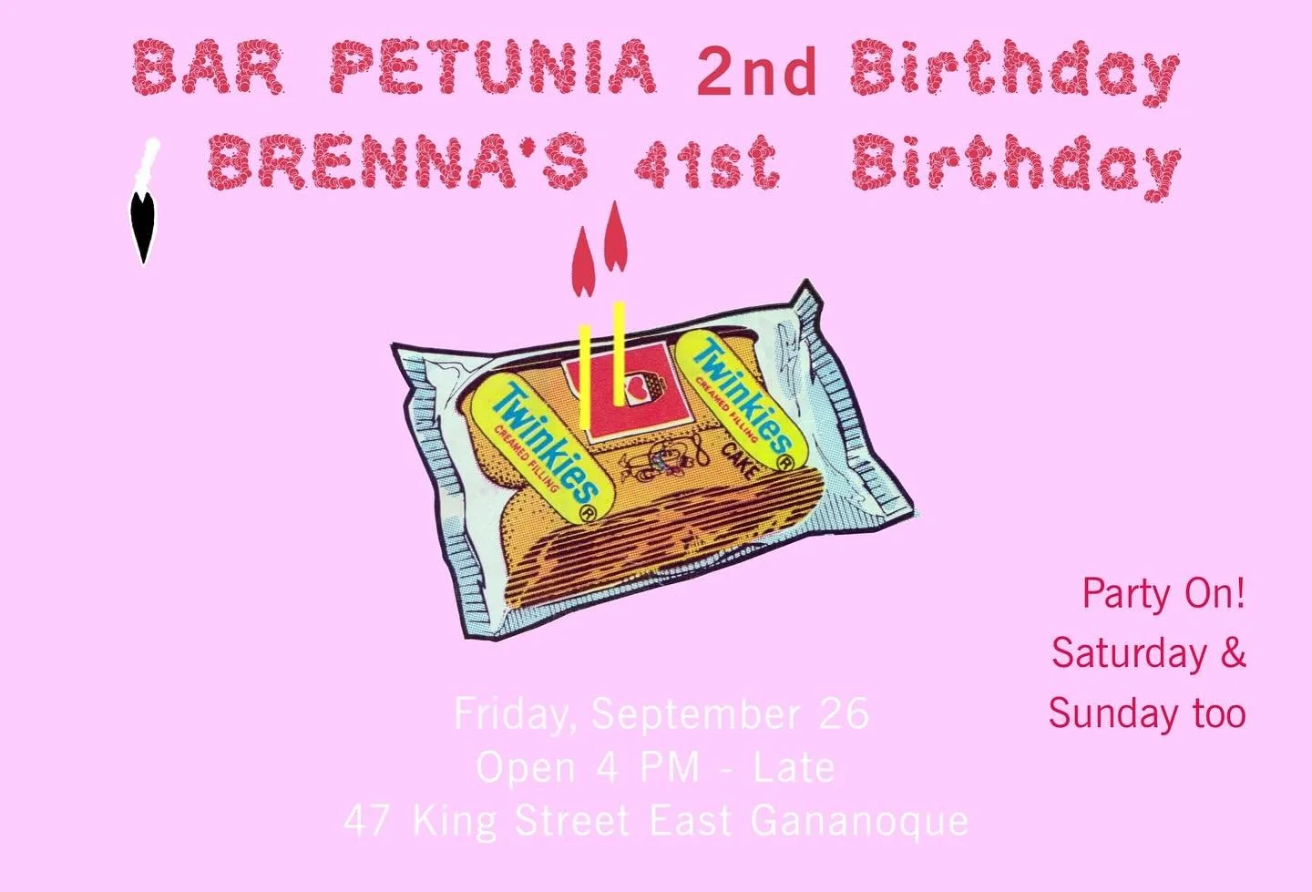WE ARE 2! Join us for a weekend of celebration, starting with Friday Night: Bar Petunia turns 2 + Brenna turns 41 ✌️

Thank you to every one who helped bring us in to our second year, we are so lucky to have our little bar always filled with the best