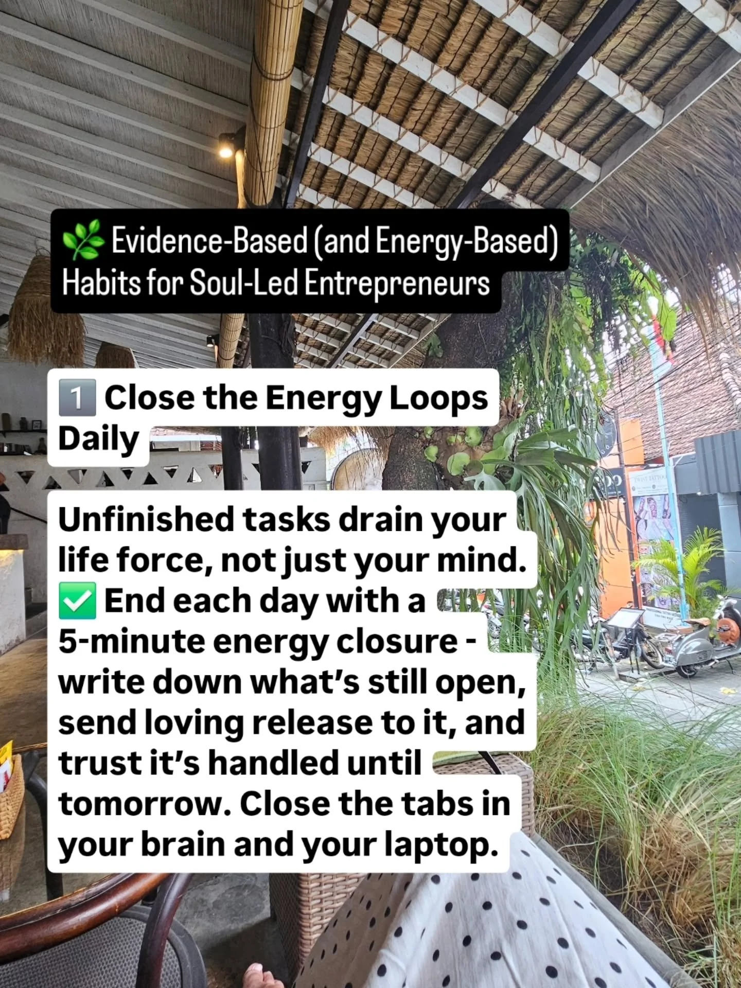 Evidence-based (and energy-based) habits for soul-led entrepreneurs:

Because when your energy and your strategy fall out of sync - everything starts to feel harder than it should. Life feels heavy. You don't feel lit up by your biz anymore.

✨ These