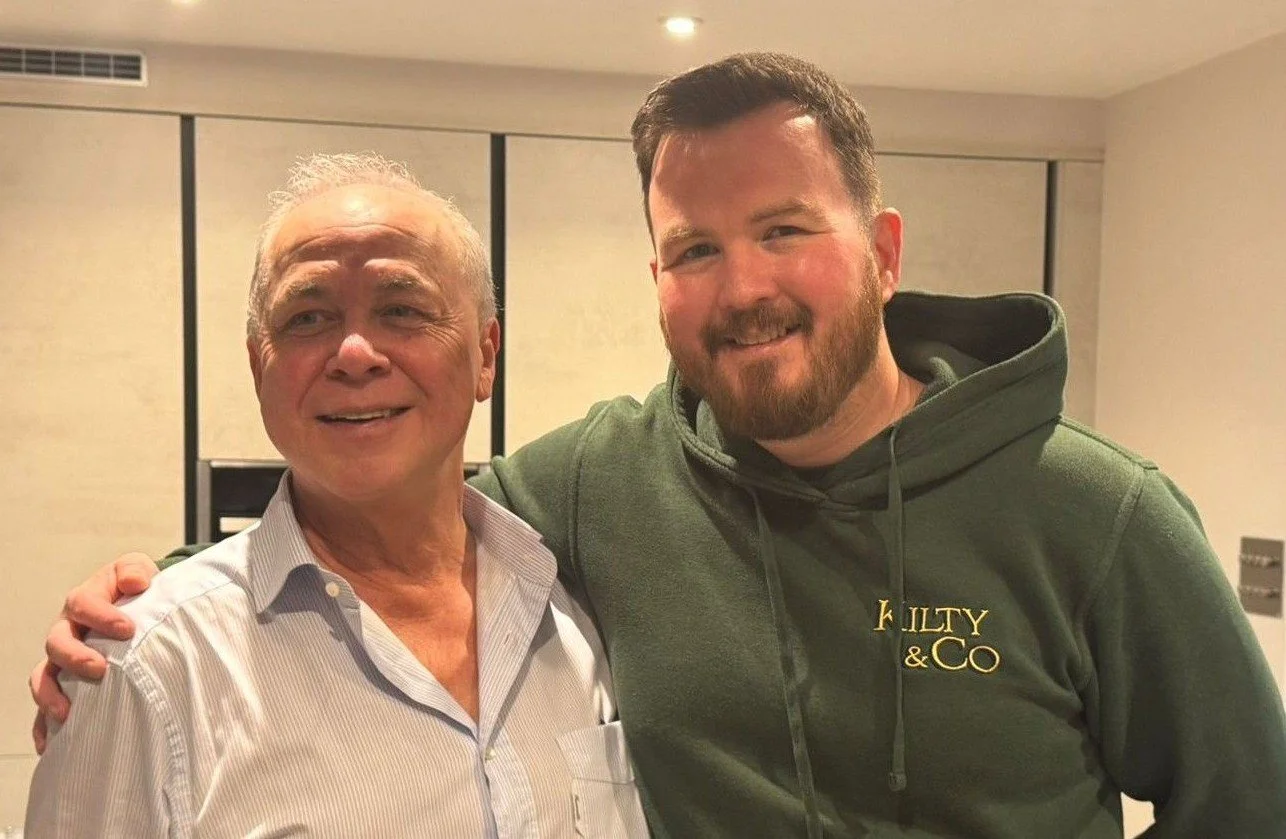Wine Director Darren Colby alongside Chef Eddie Kilty of Kilty & Co, smiling together after a collaborative private dining and wine pairing event in Chester, Cheshire.