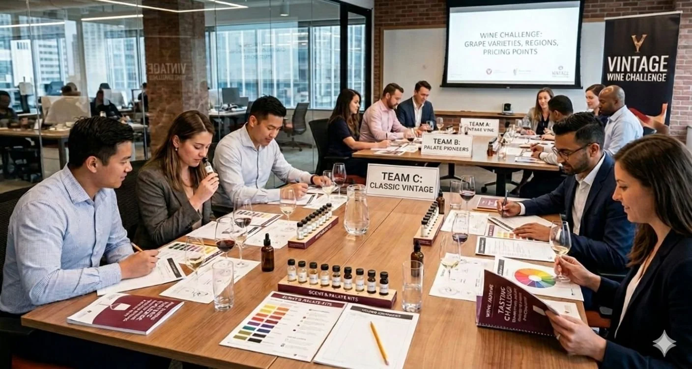 colby wines holding a corporate team building event using blind tasting as the exercise