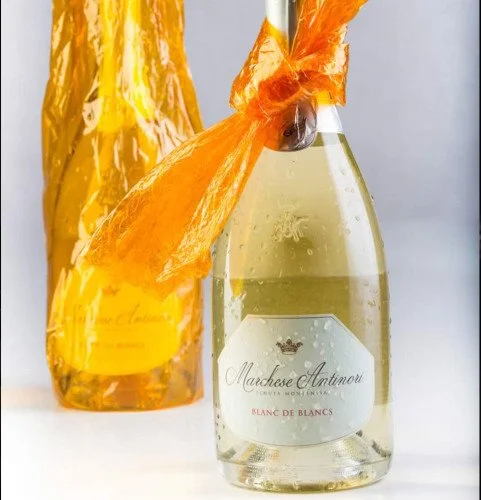 A chilled bottle of marchesi antinori blanc de blanc franciacorta