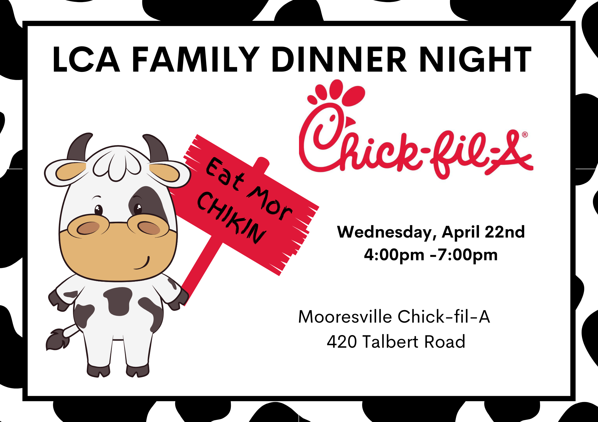 Chick-Fil-A Family Dinner Night 4/22