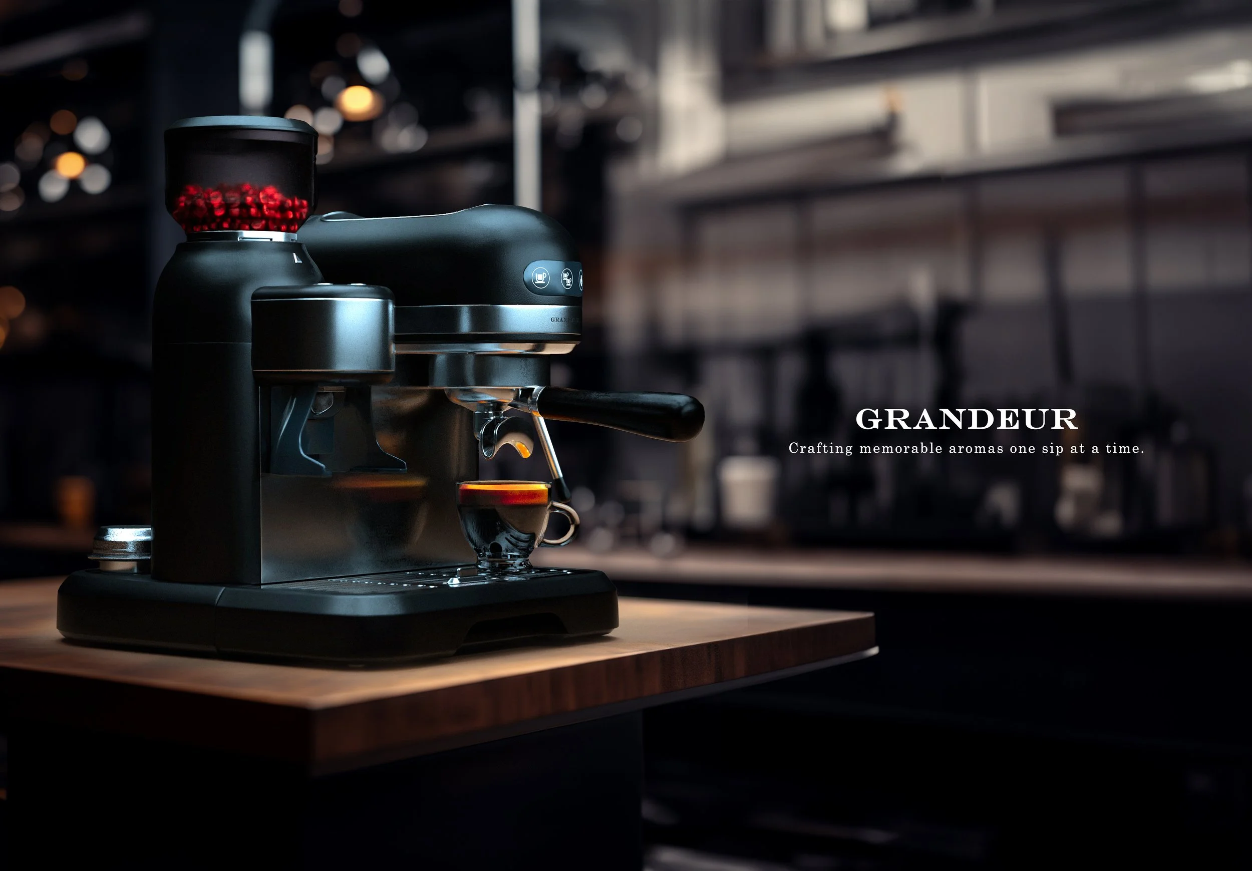 Expresso product scene render with premium composition