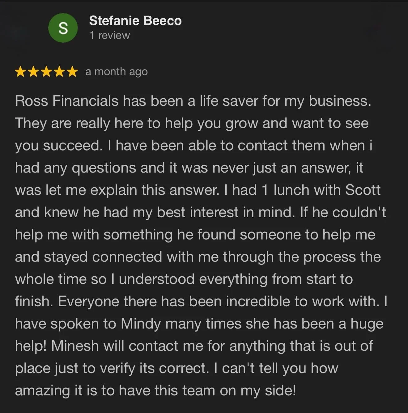 We truly value the trust our partners place in us. 

Thank you, Beecos Plumbing, for the incredible review and for being part of the Ross Financial Consulting family.

#smallbusinessowners #plumbing #accountingservices