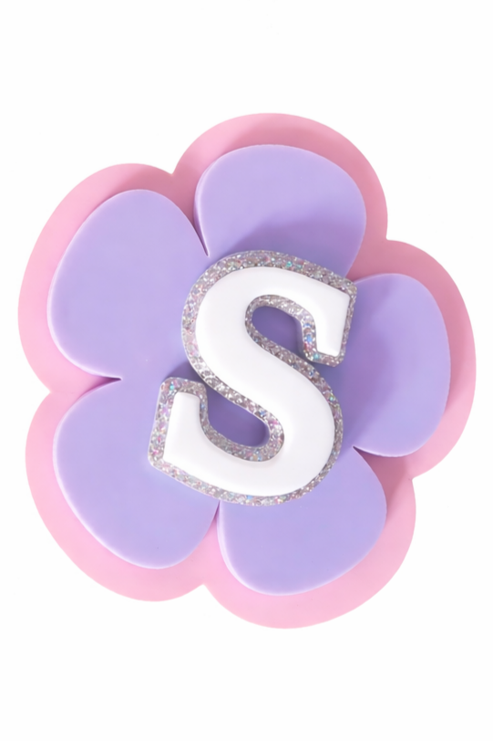 FLOWER INITIAL BAG TAG